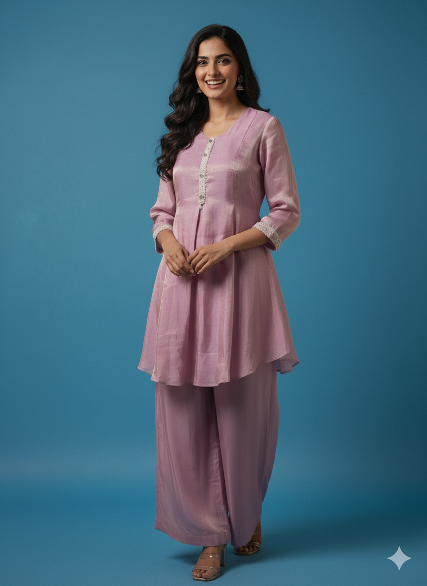Tissue Zardosi Work 2PC Kurti Set