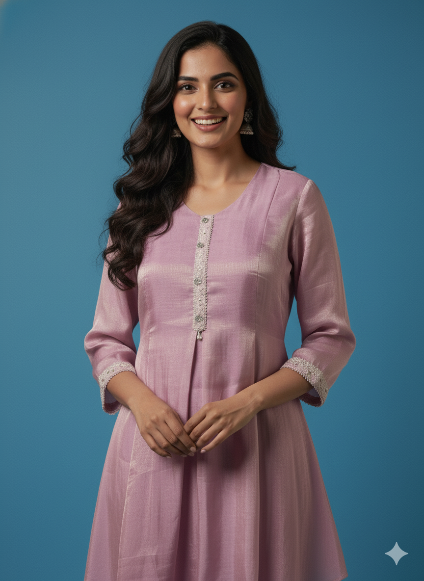 Tissue Zardosi Work 2PC Kurti Set