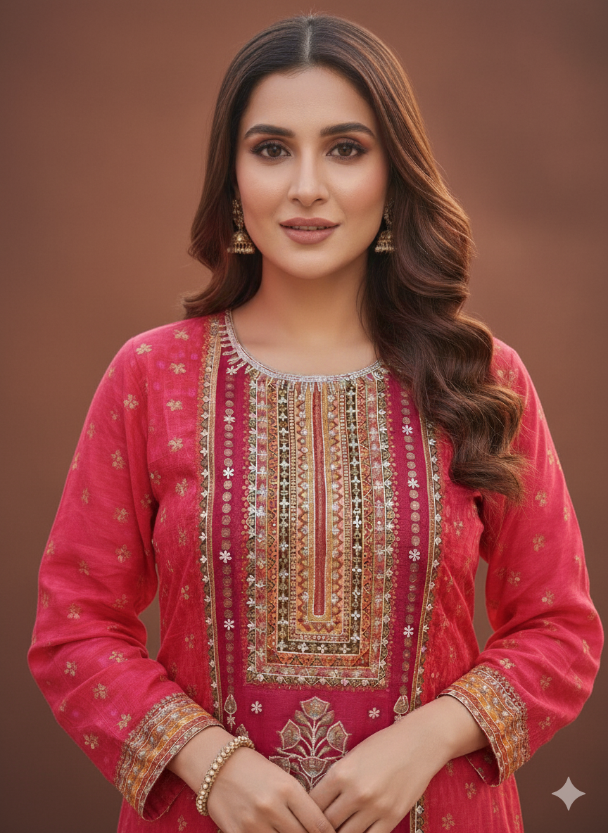 Russian Silk Cutdana Work 2PC Kurti Set