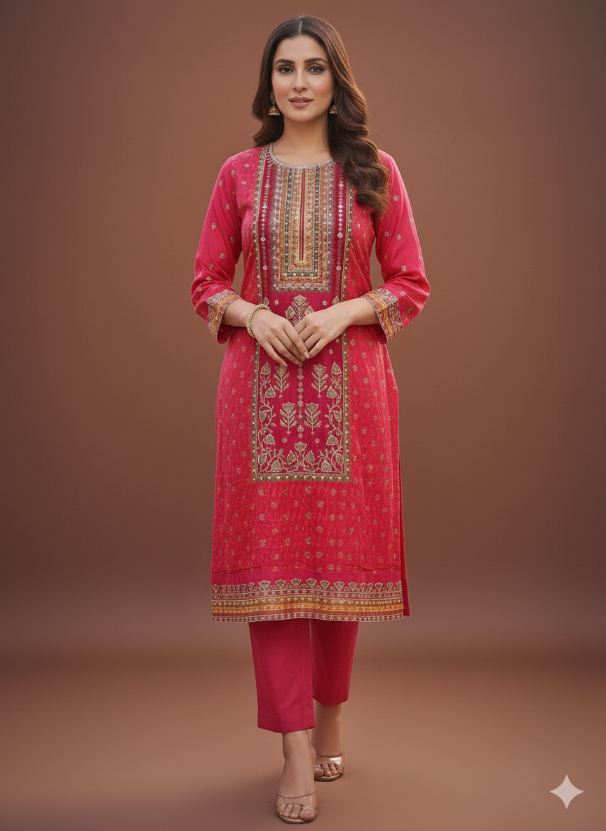 Russian Silk Cutdana Work 2PC Kurti Set