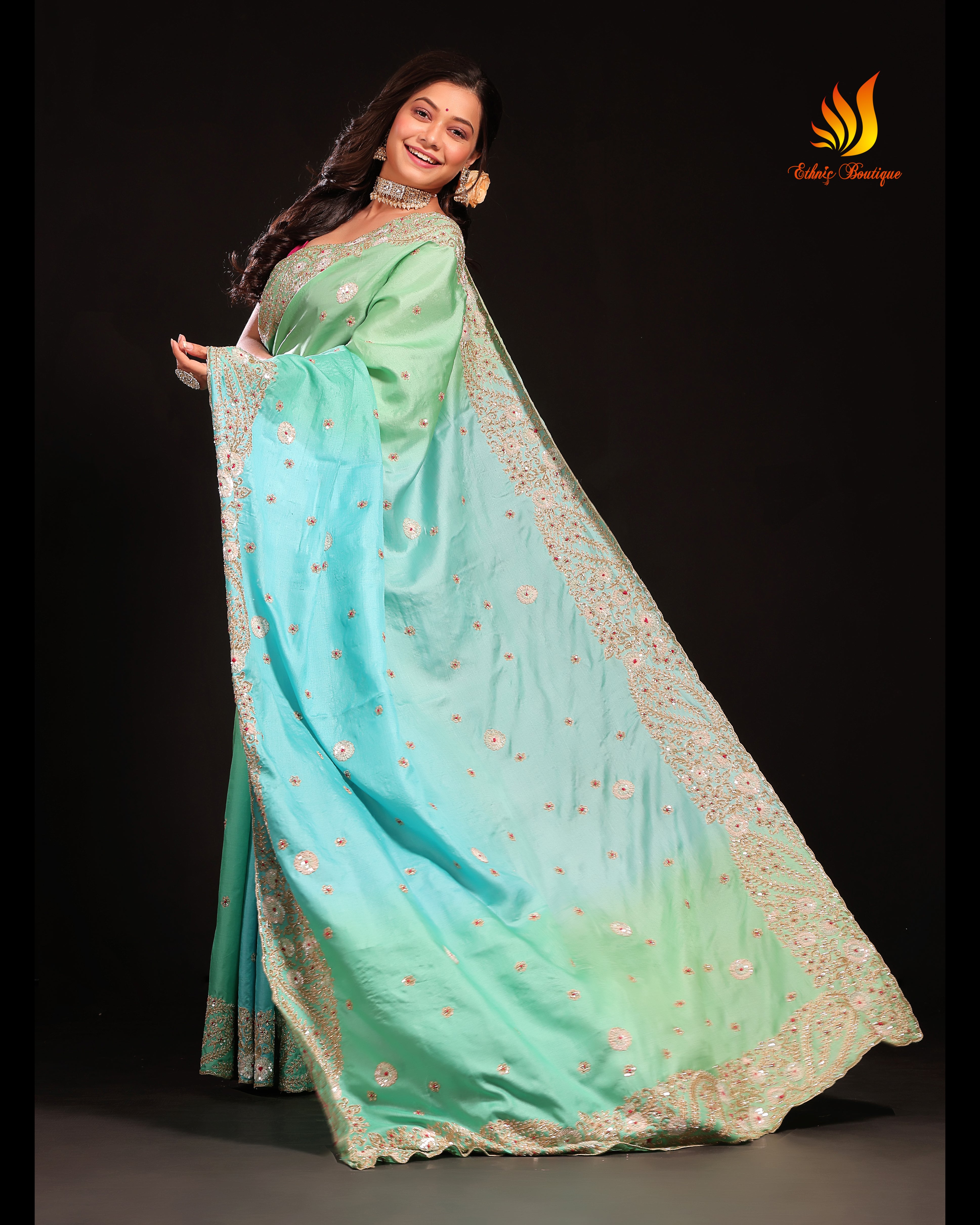 Tussar Zardosi Work Heavy Embroidery