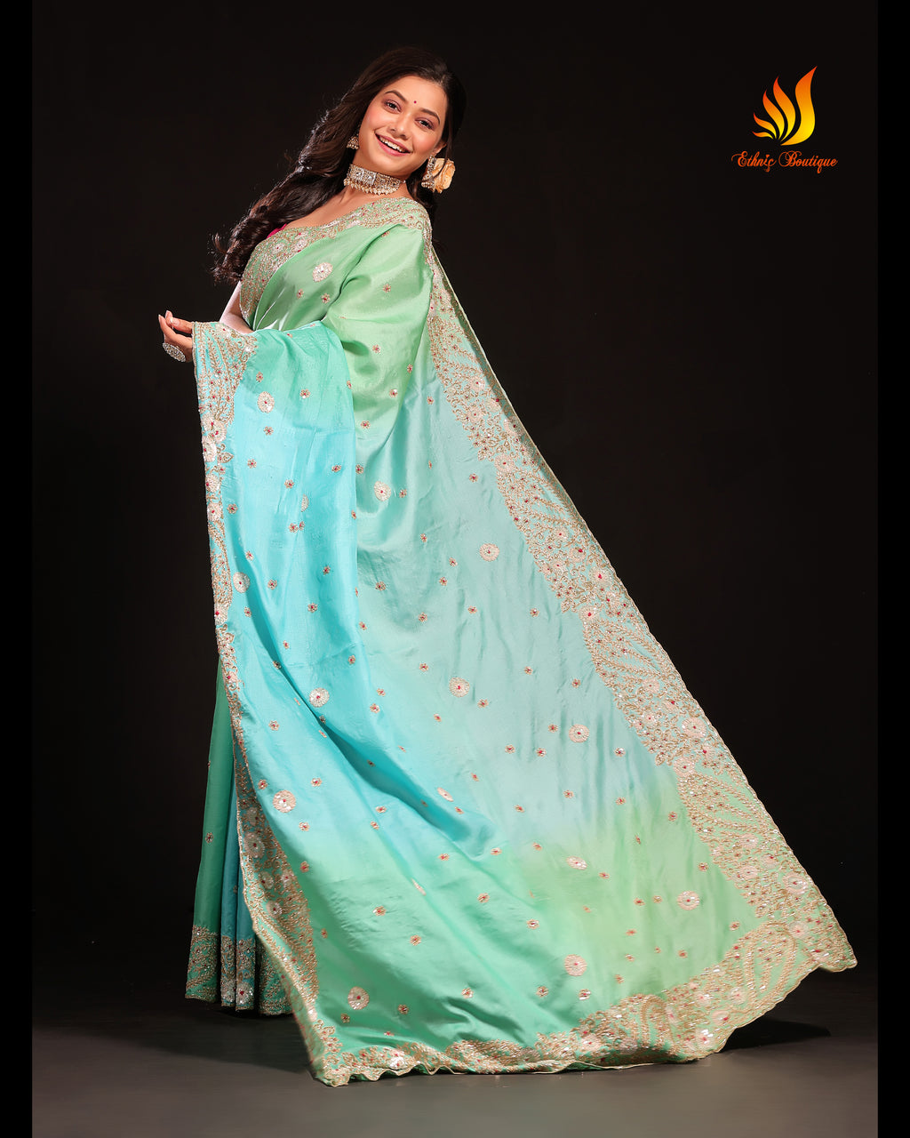 Tussar Zardosi Work Heavy Embroidery