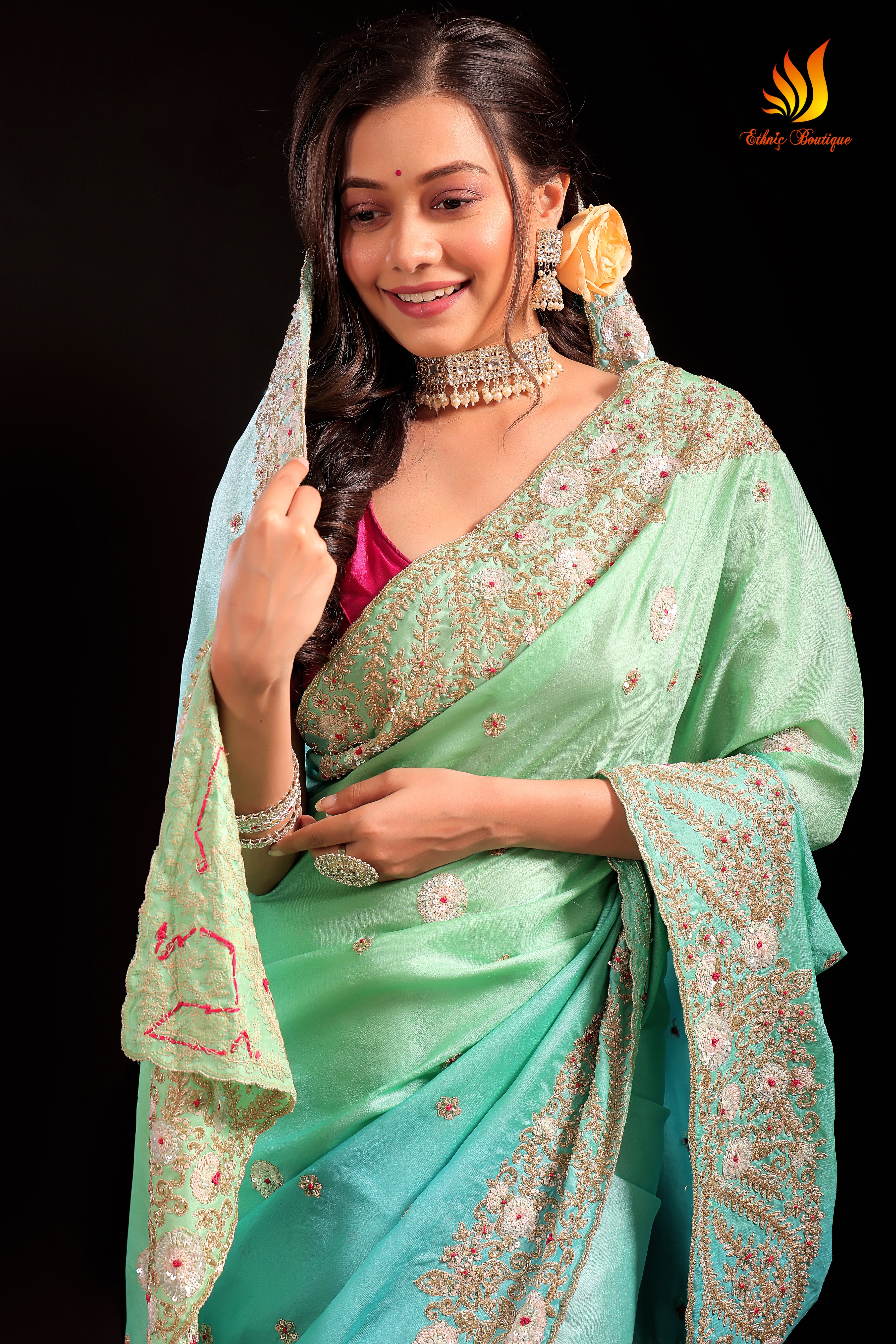 Tussar Zardosi Work Heavy Embroidery