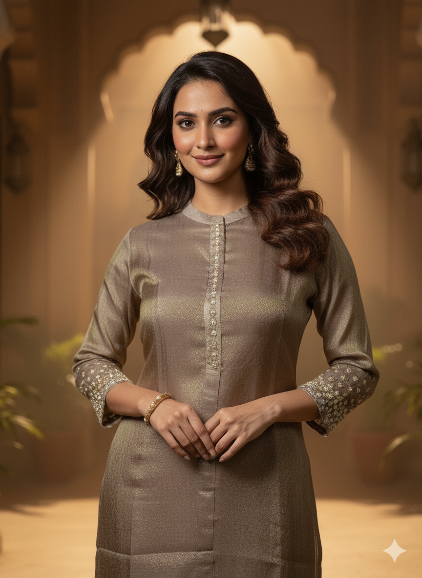 Tissue Zardosi Work 2PC Kurti Set