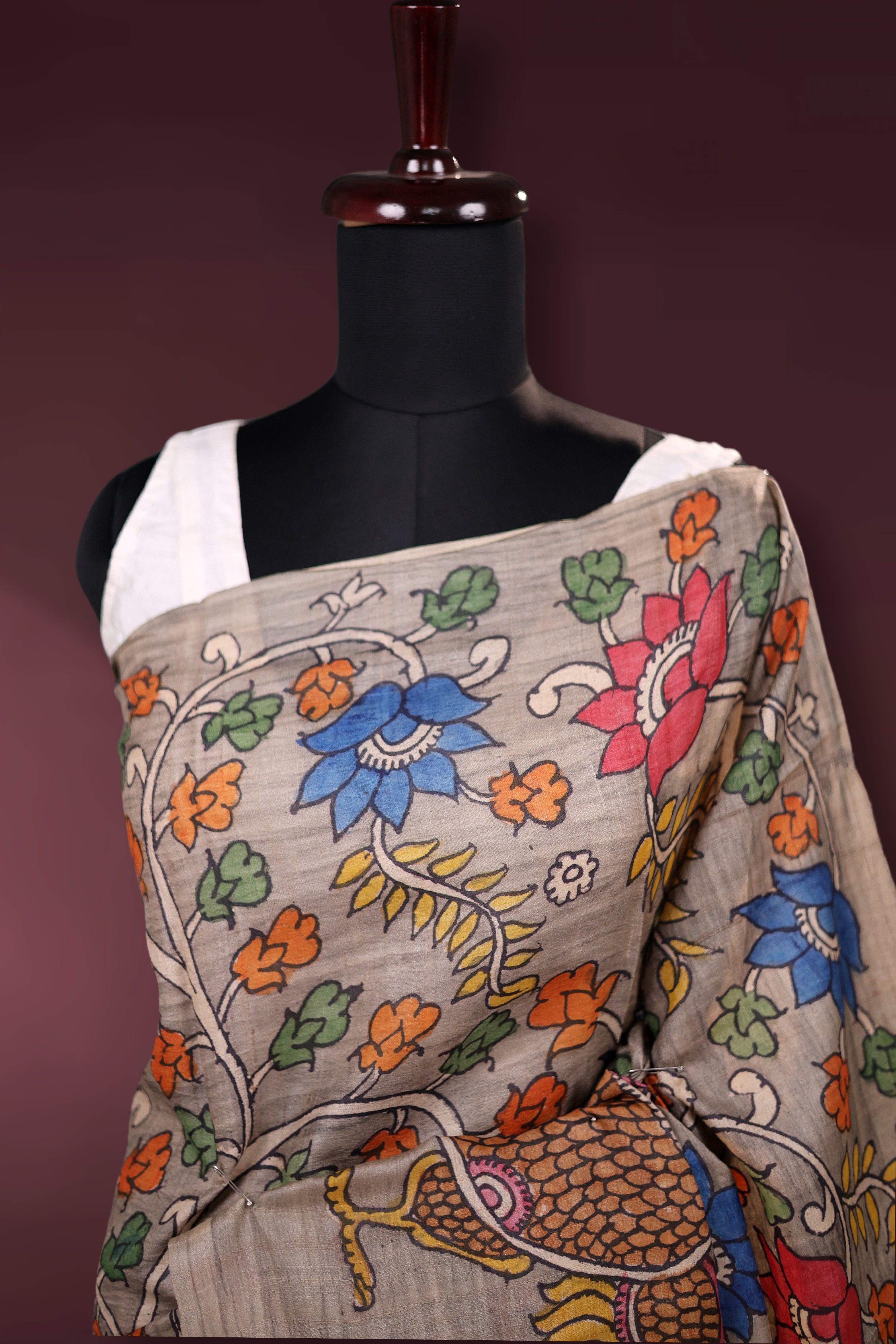 Pure Tussar Hand Kalamkari