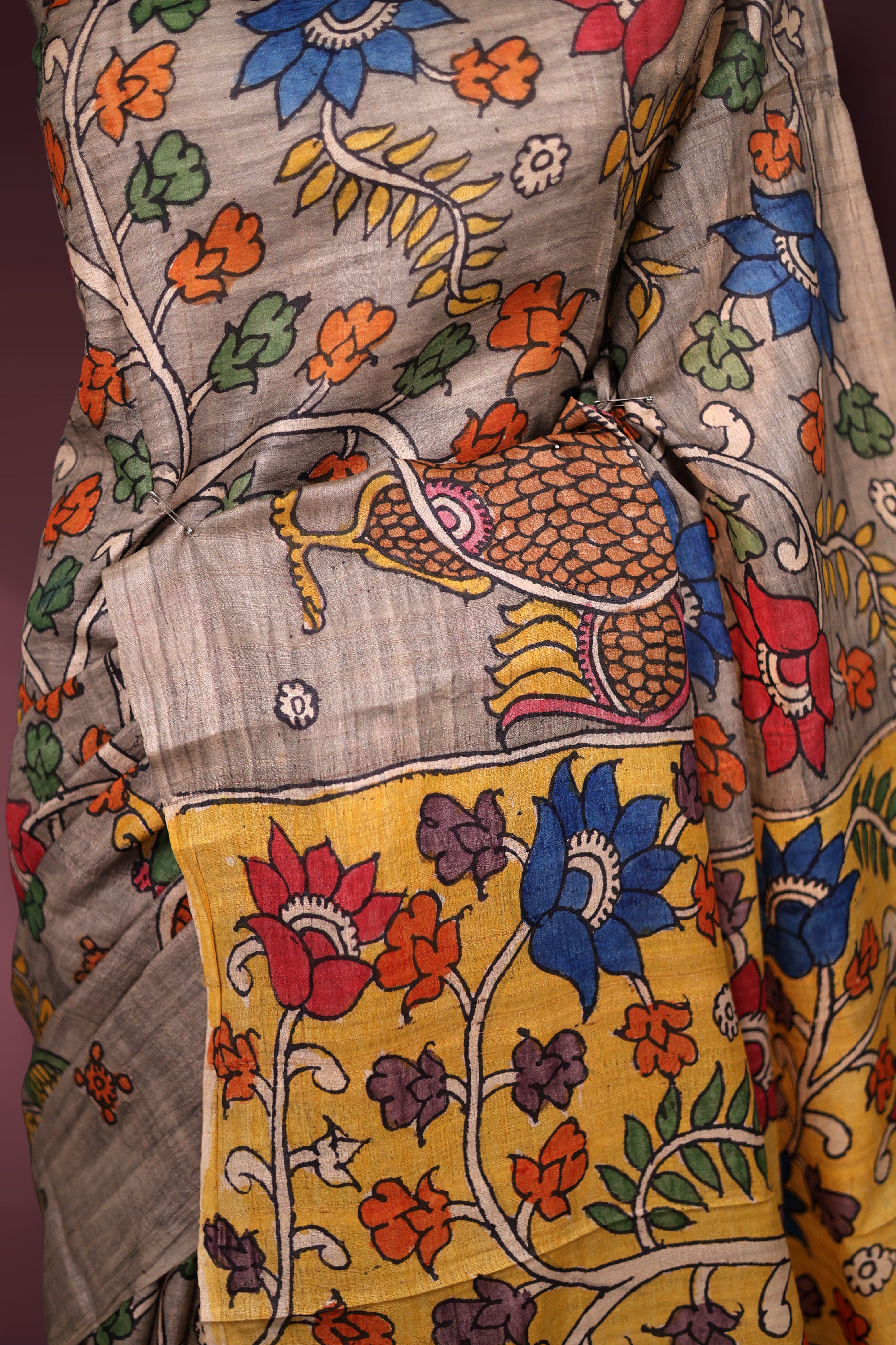 Pure Tussar Hand Kalamkari