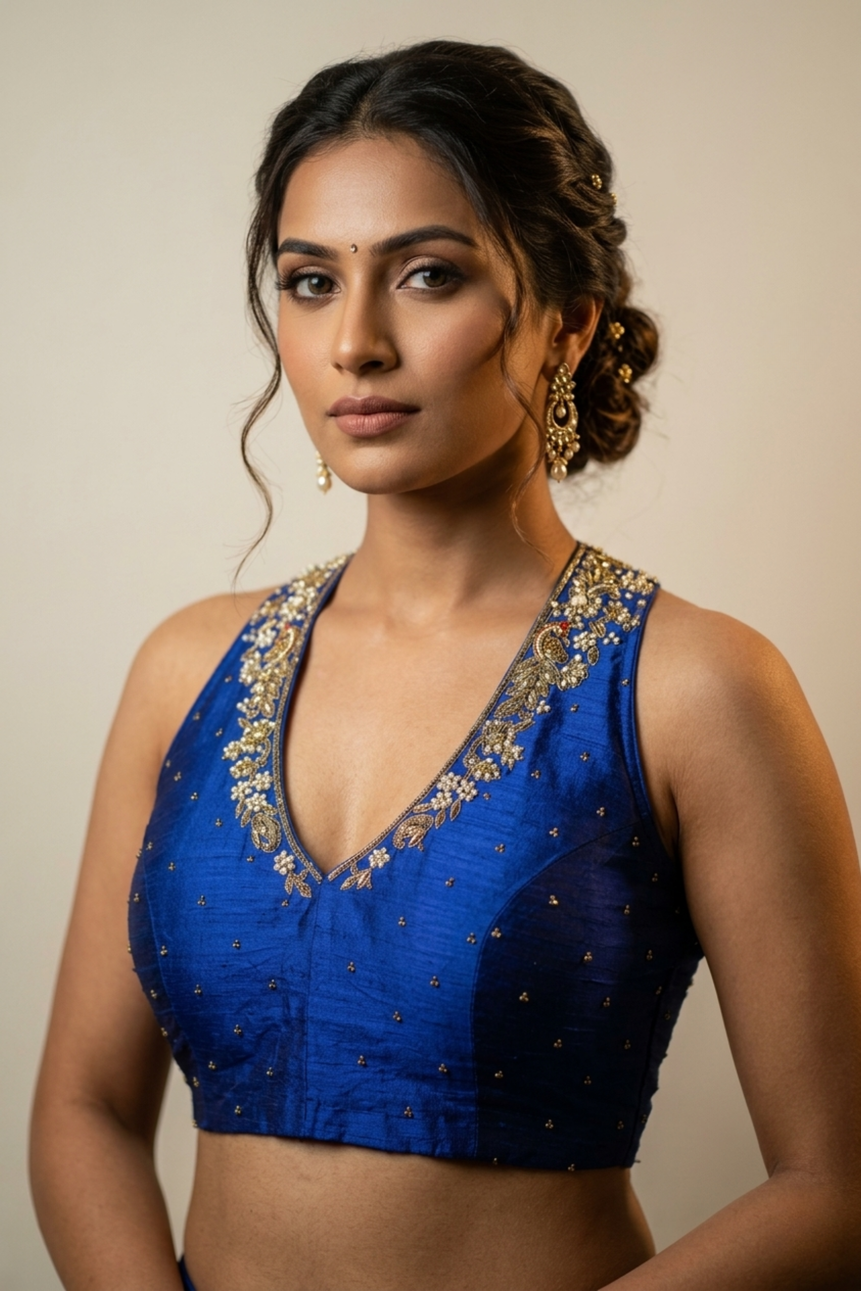 Raw Silk Sleeveless Blouse