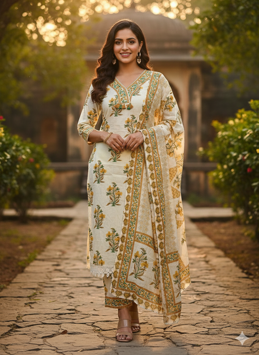 Cotton 3PC Kurti Set