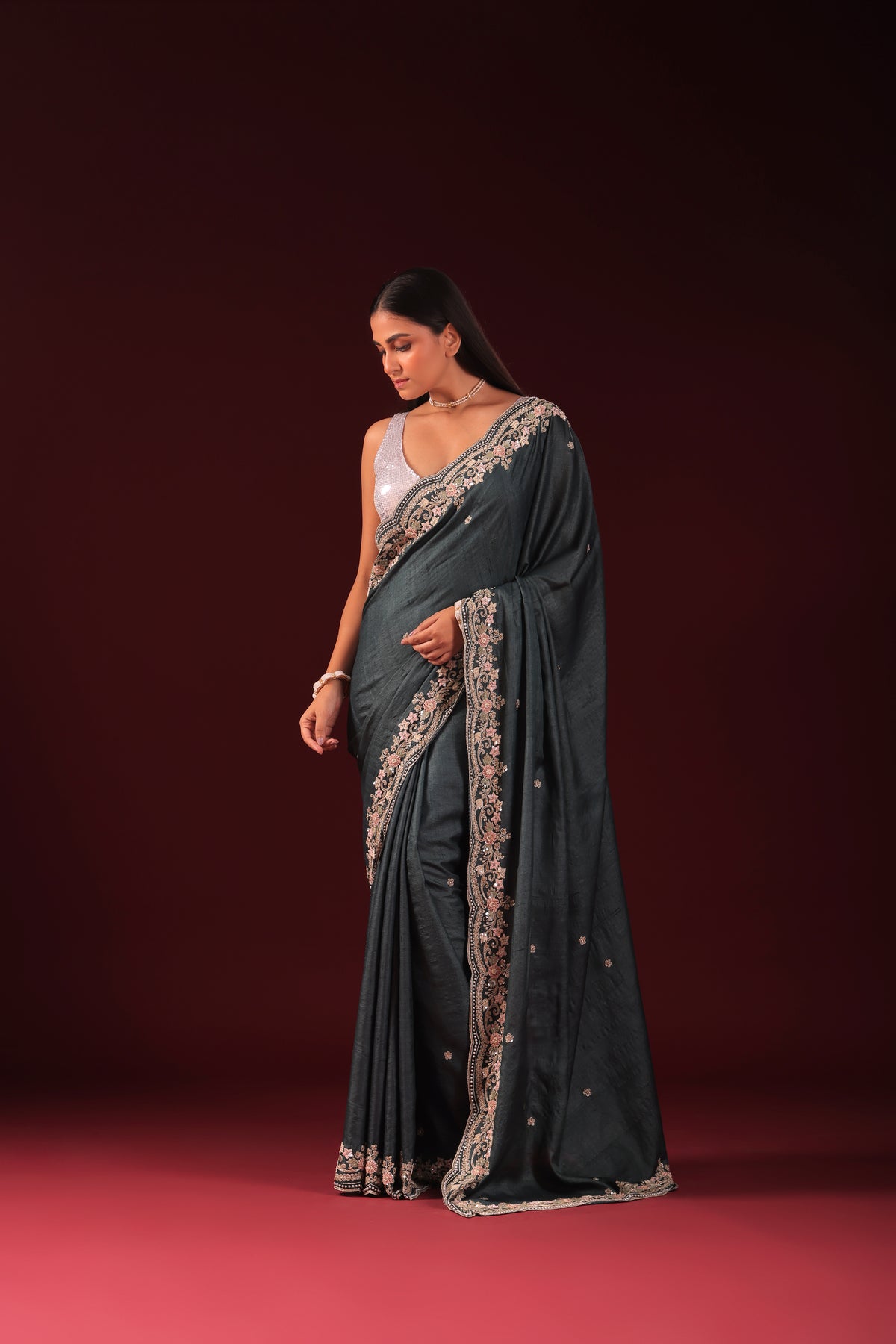 Tussar Zardosi Work