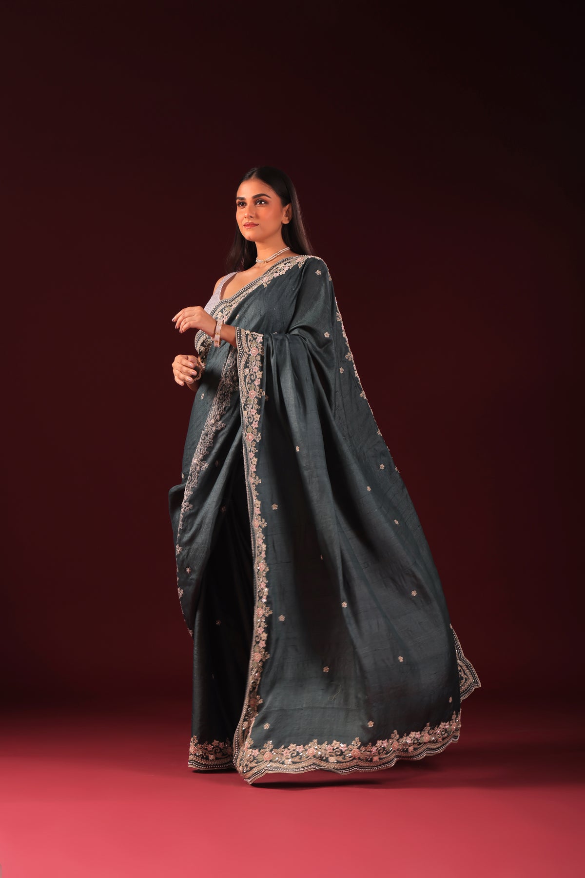 Tussar Zardosi Work