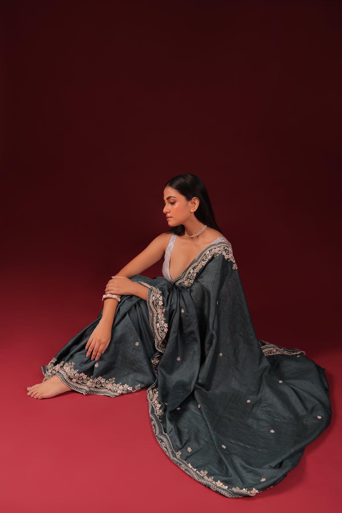 Tussar Zardosi Work