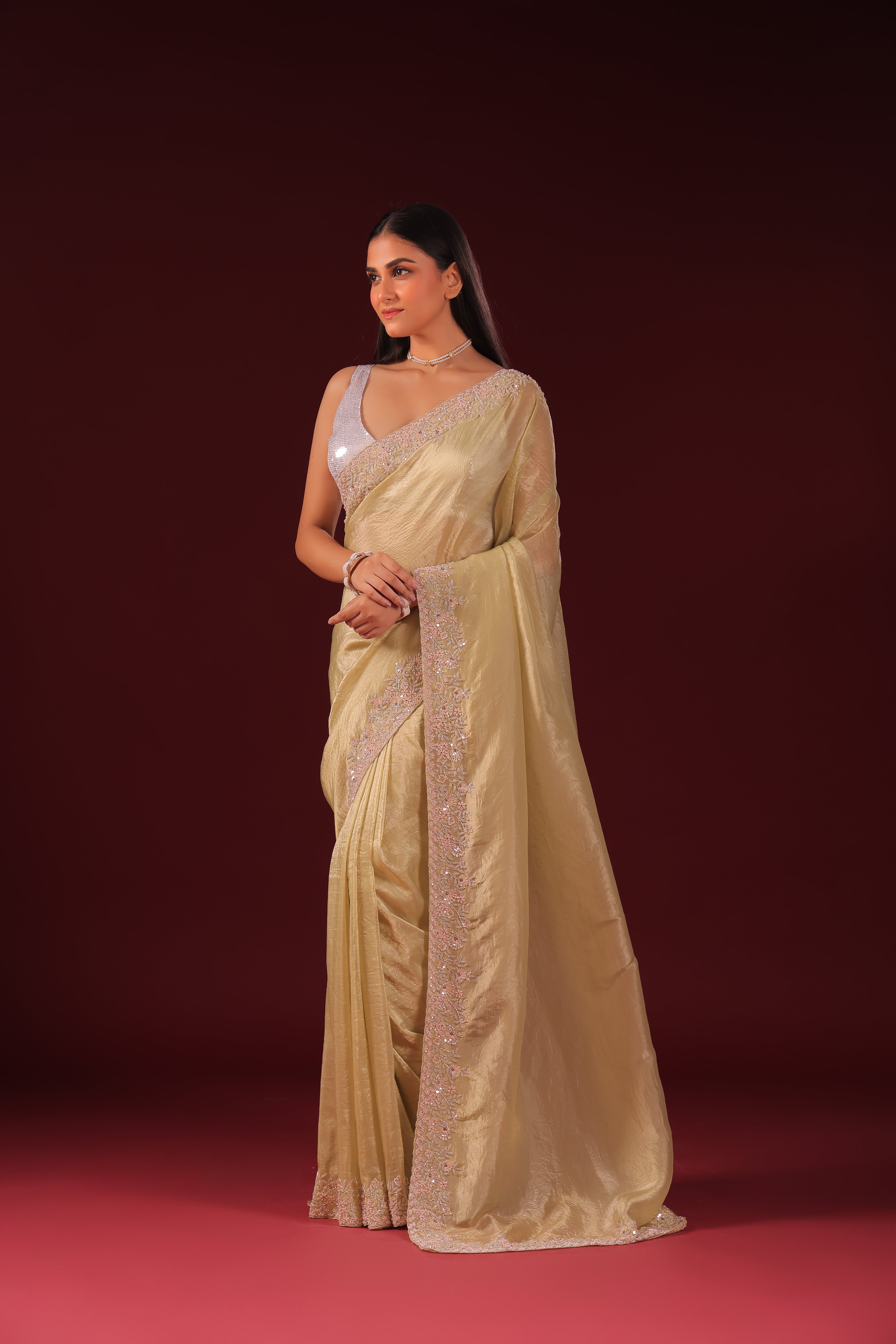 Crush Satin Zardosi Work