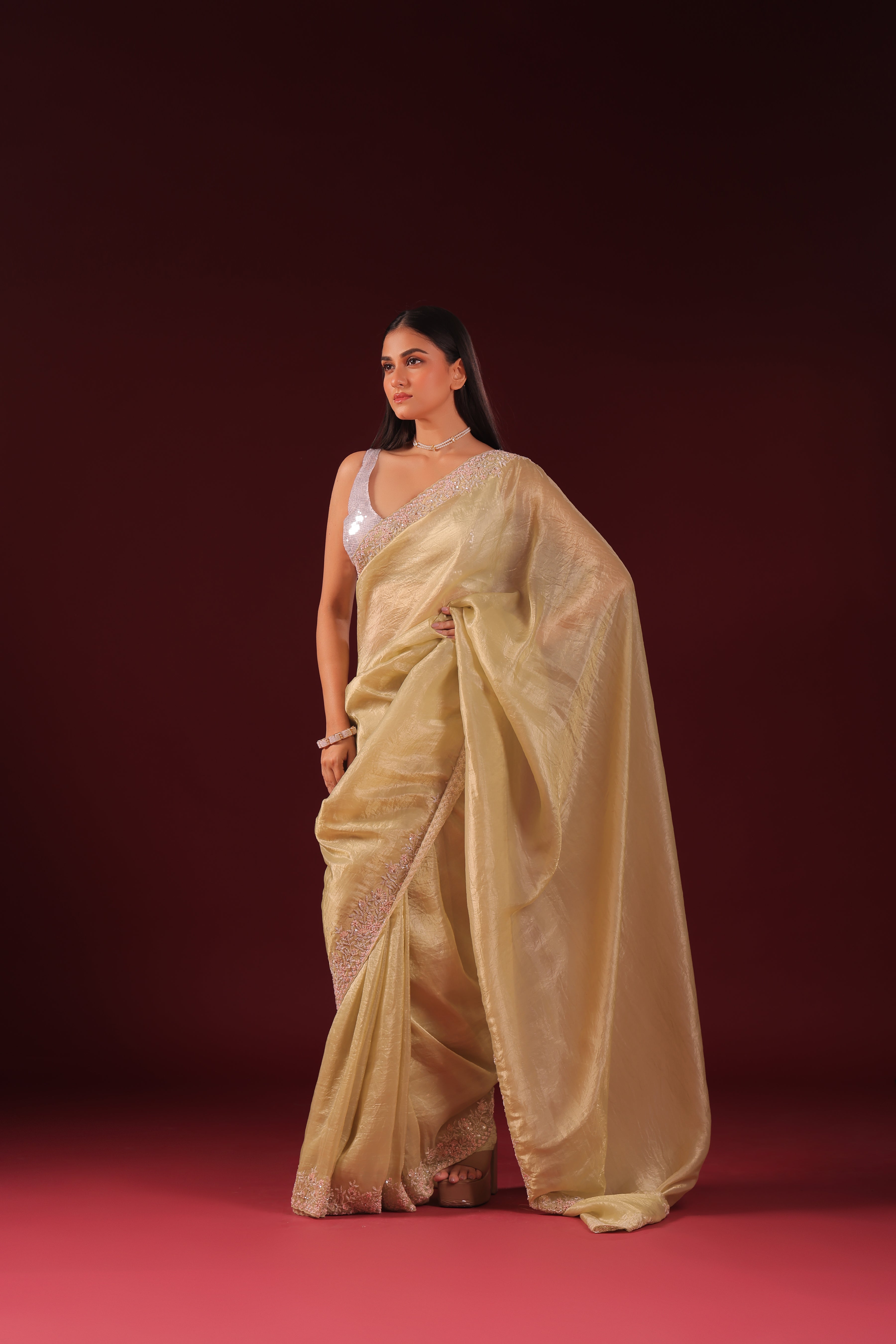 Crush Satin Zardosi Work