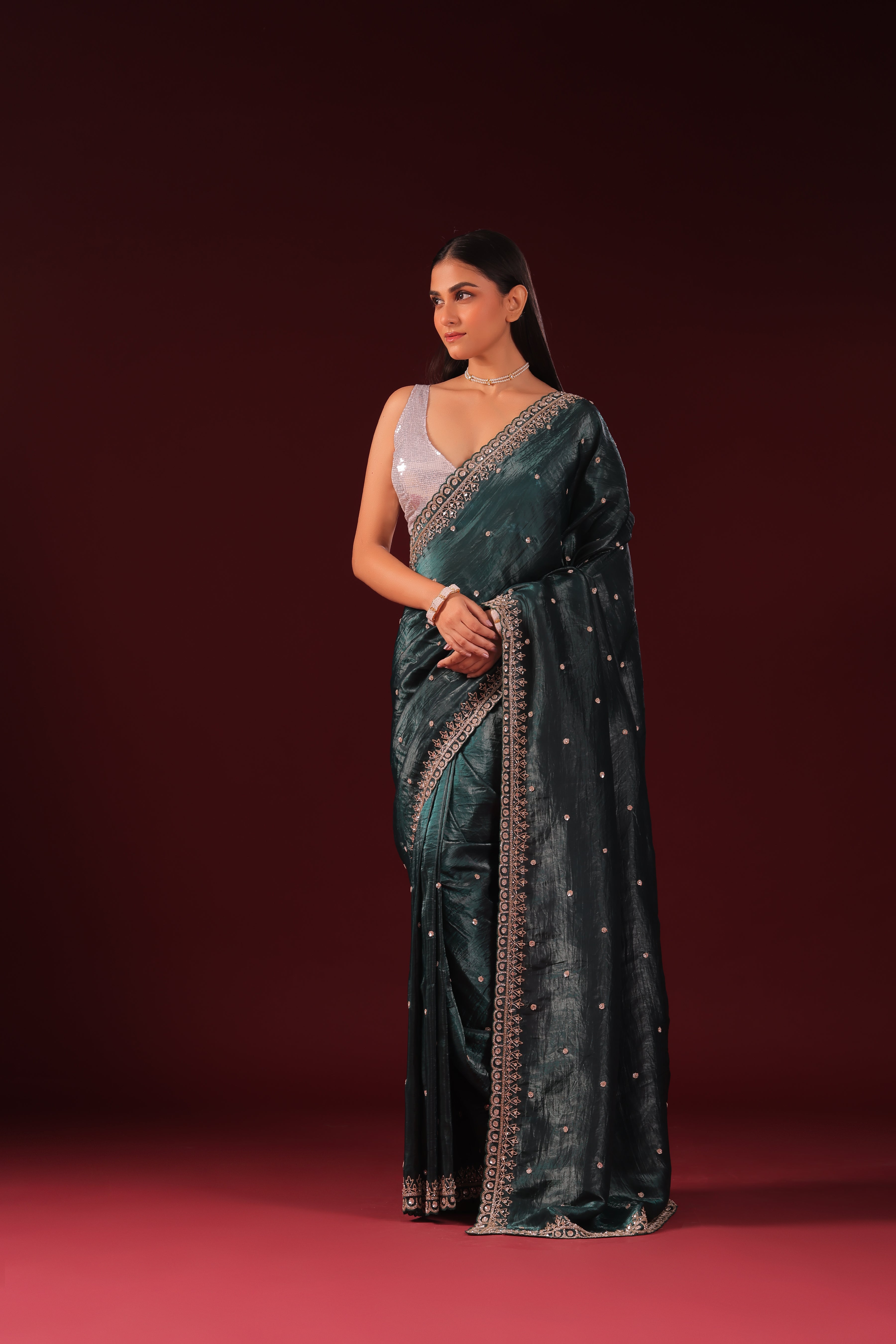 Crush Satin Zardosi Work