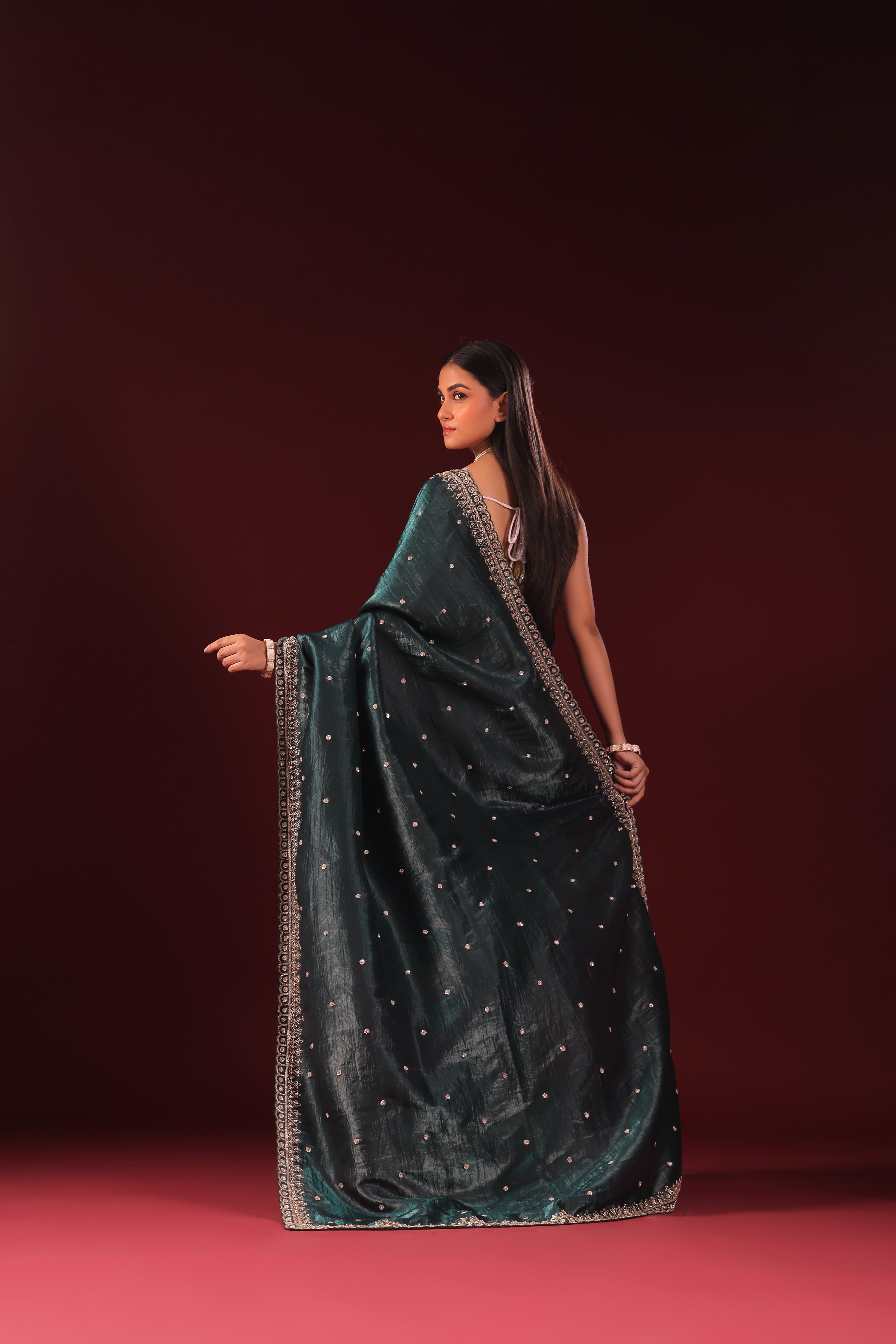Crush Satin Zardosi Work