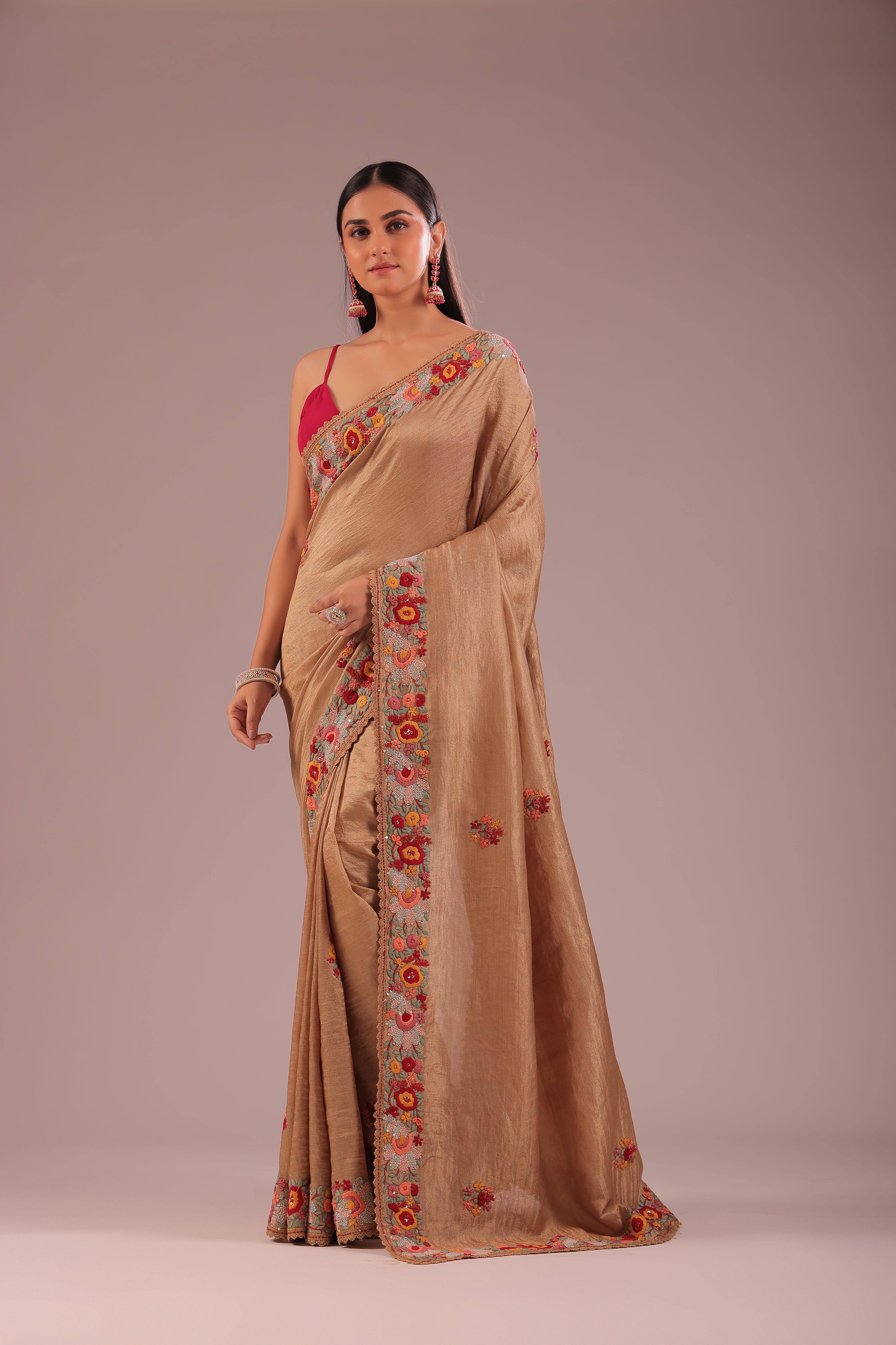 Tussar Tissue Hand Embroidery