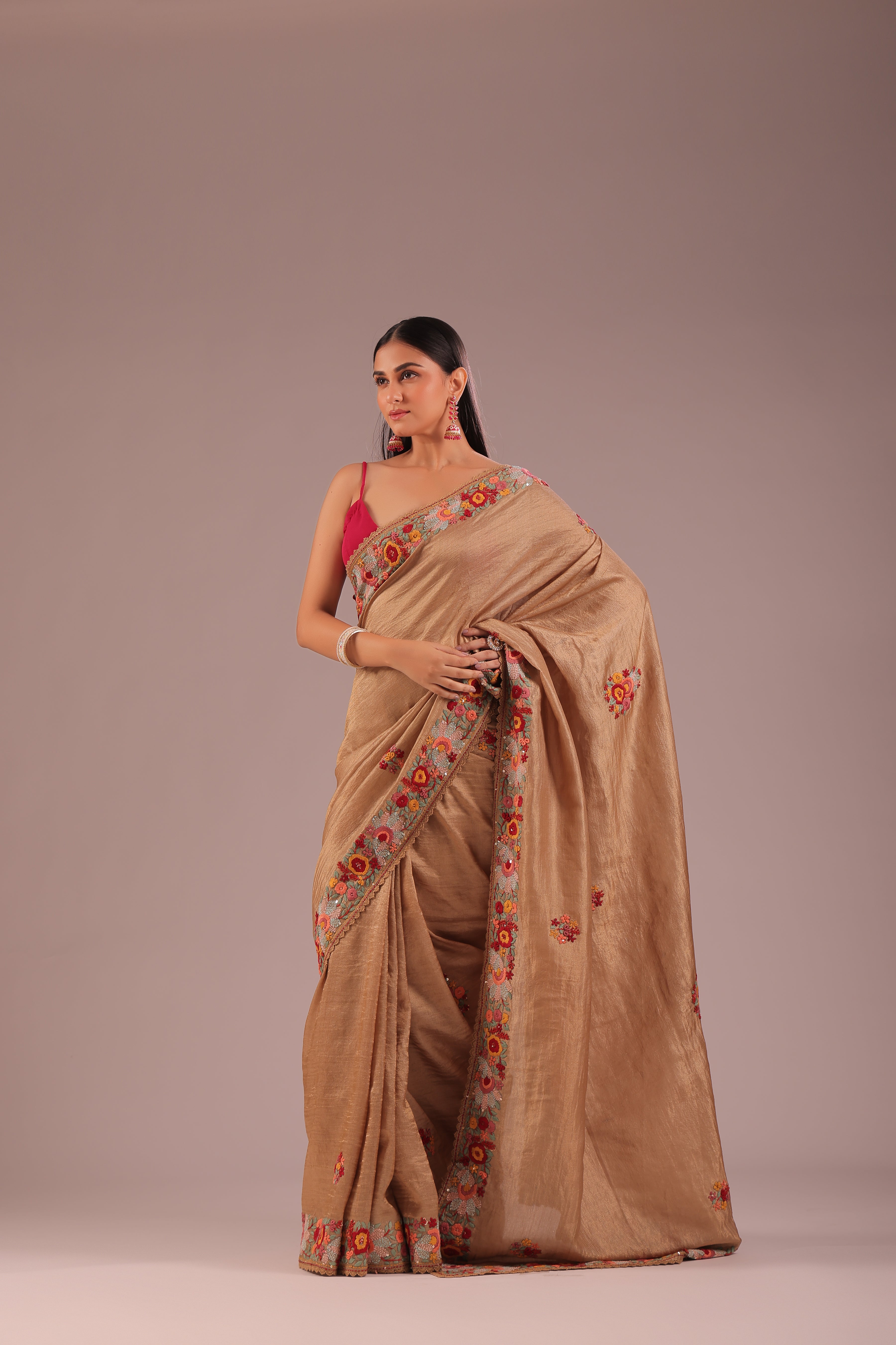 Tussar Tissue Hand Embroidery