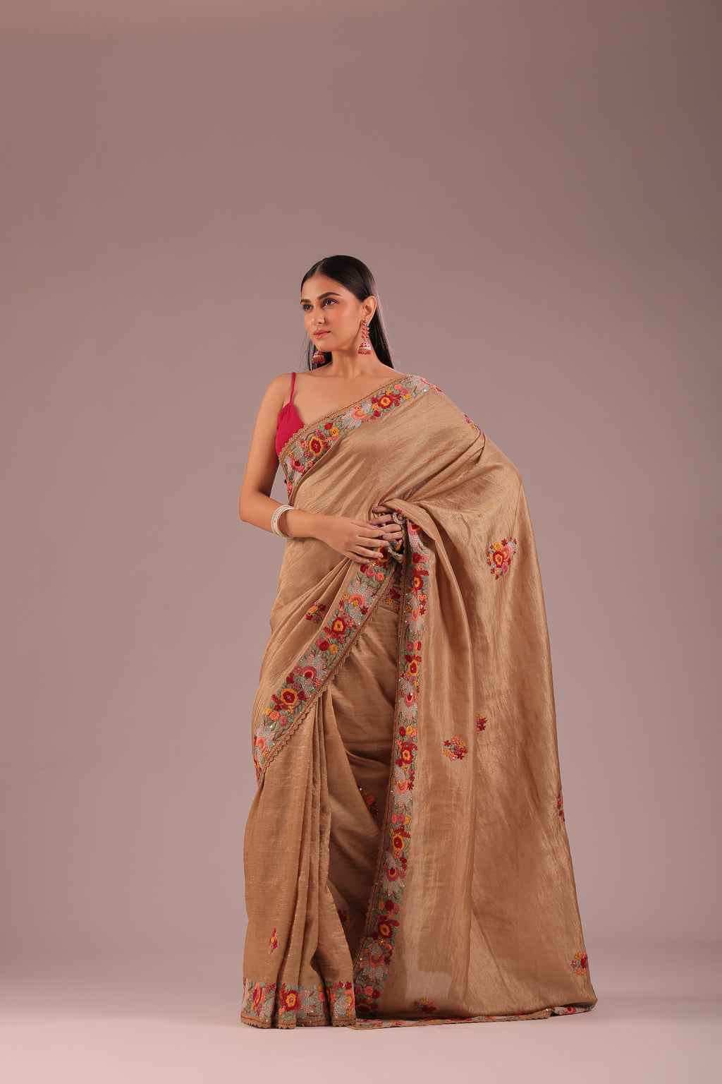 Tussar Tissue Hand Embroidery