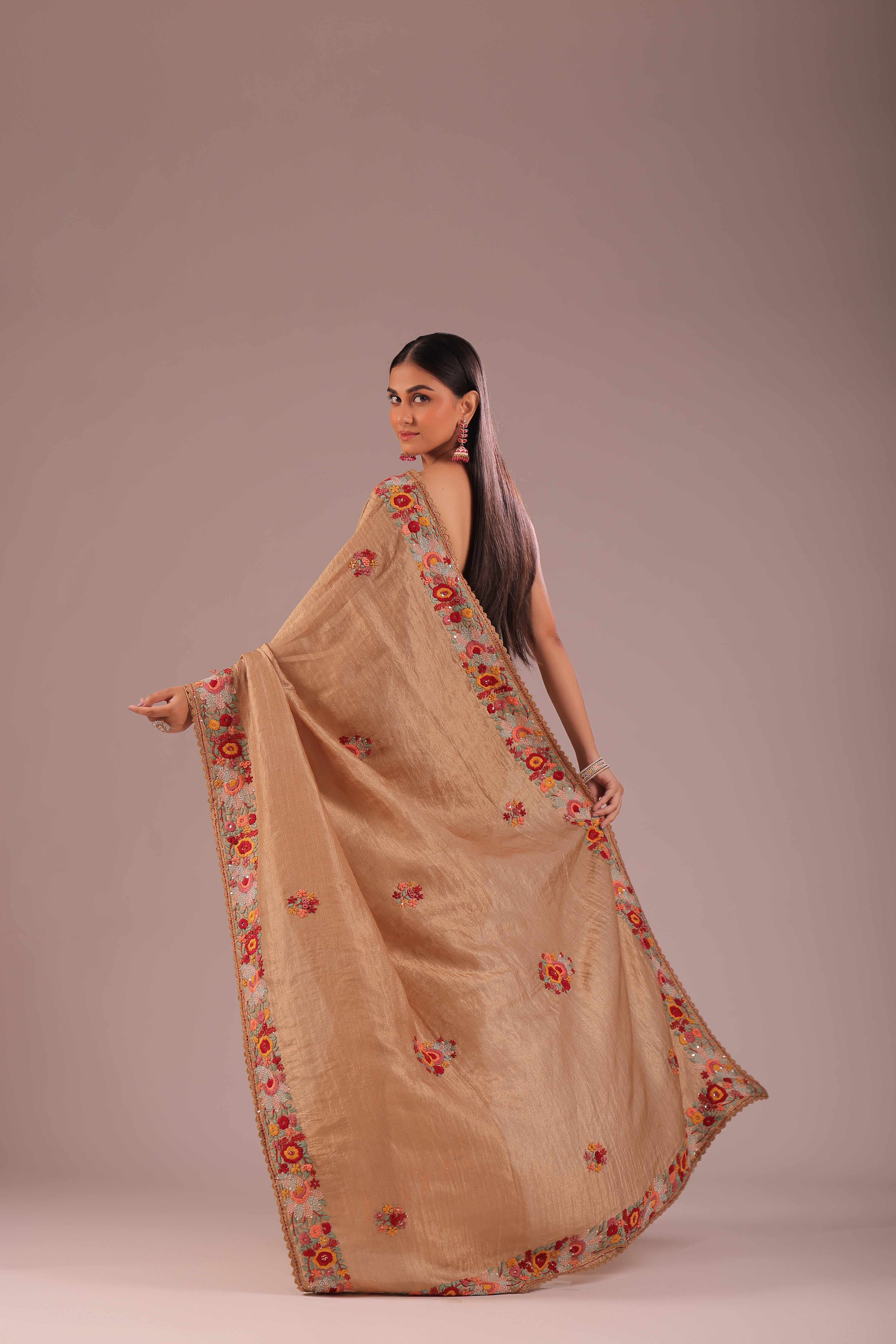 Tussar Tissue Hand Embroidery