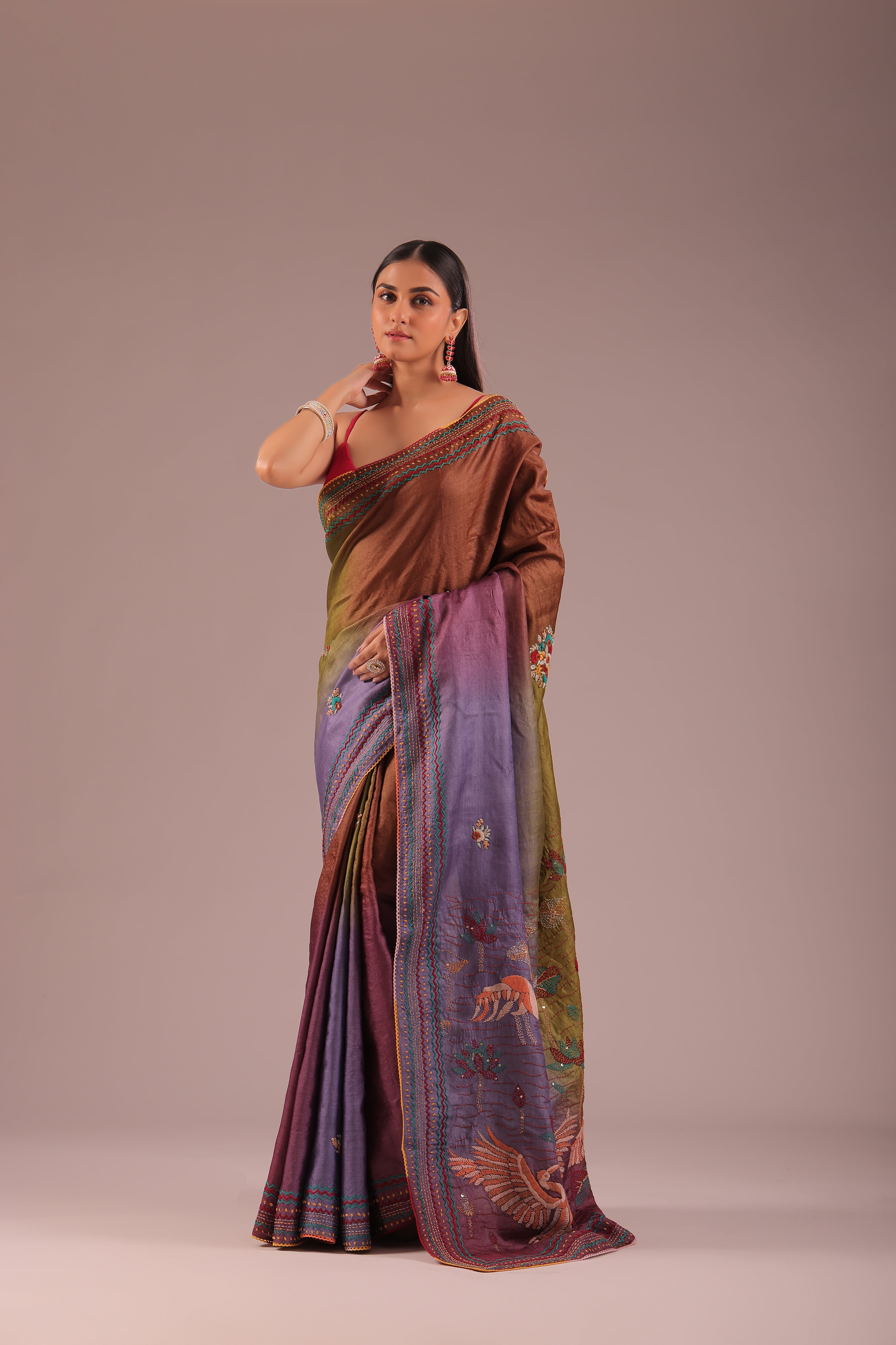 Tussar Shaded Hand Embroidery