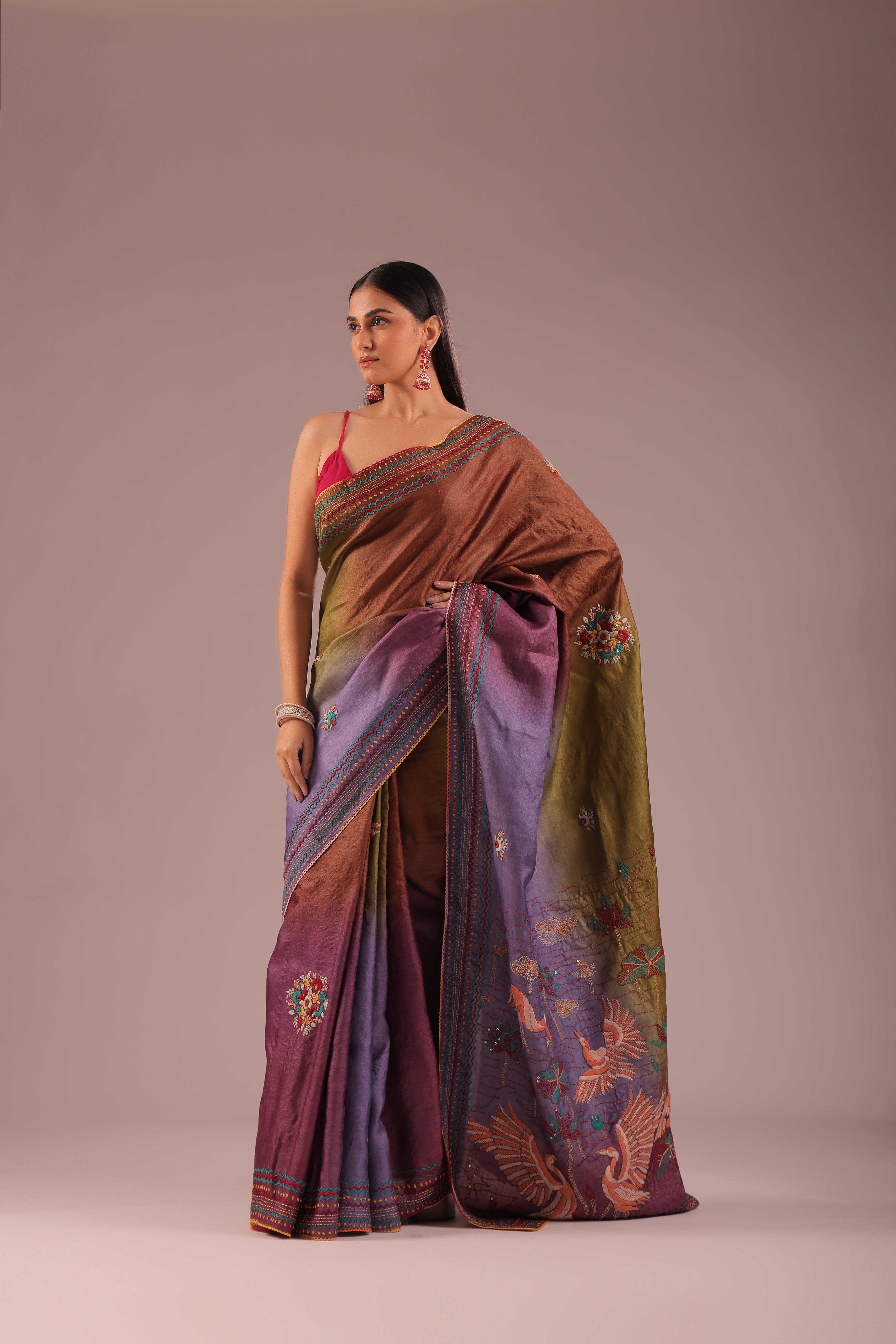 Tussar Shaded Hand Embroidery