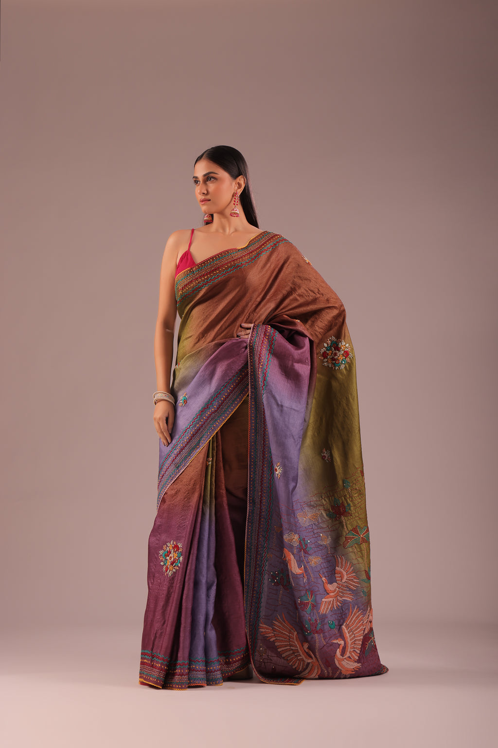 Tussar Shaded Hand Embroidery