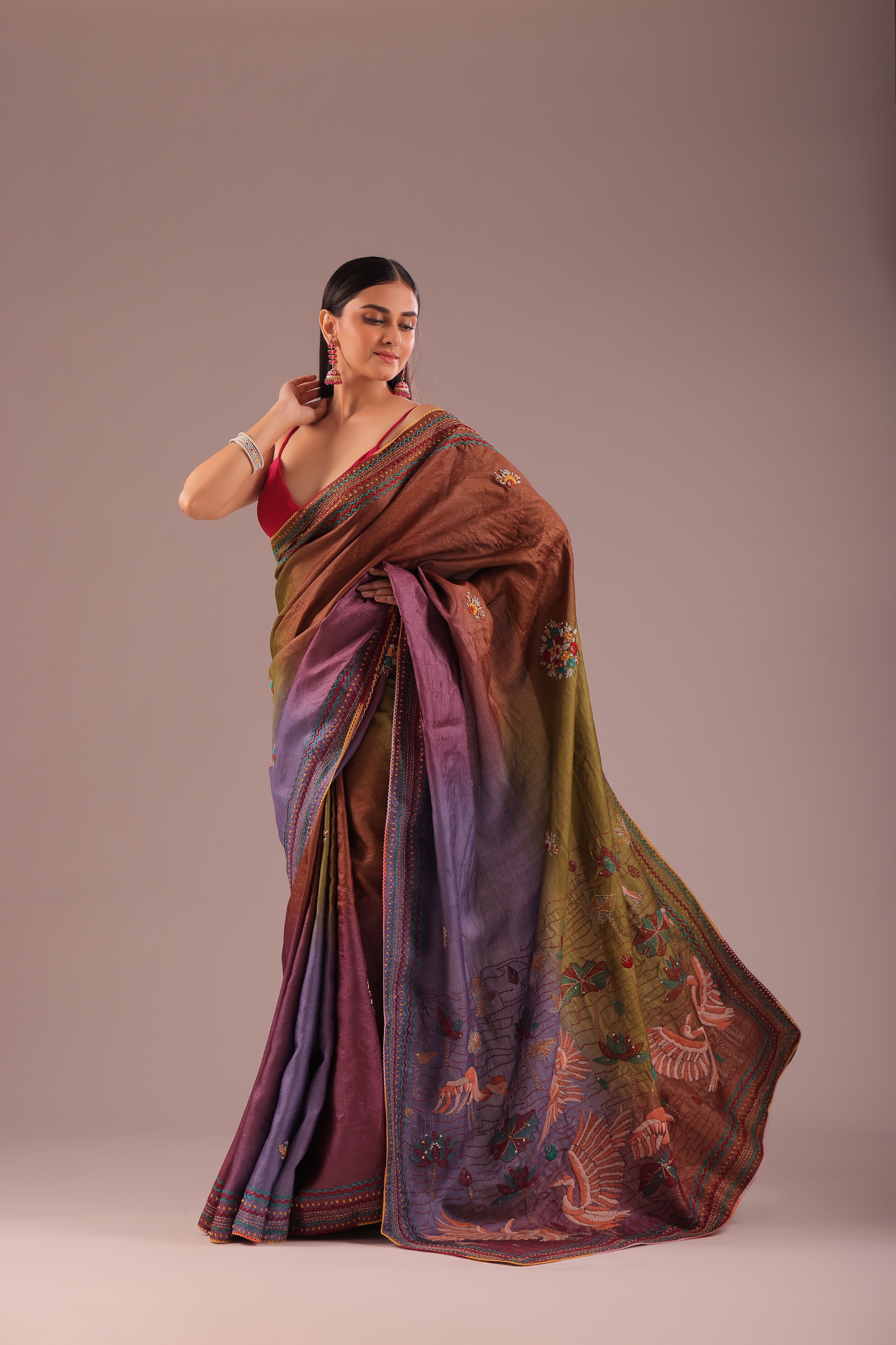 Tussar Shaded Hand Embroidery