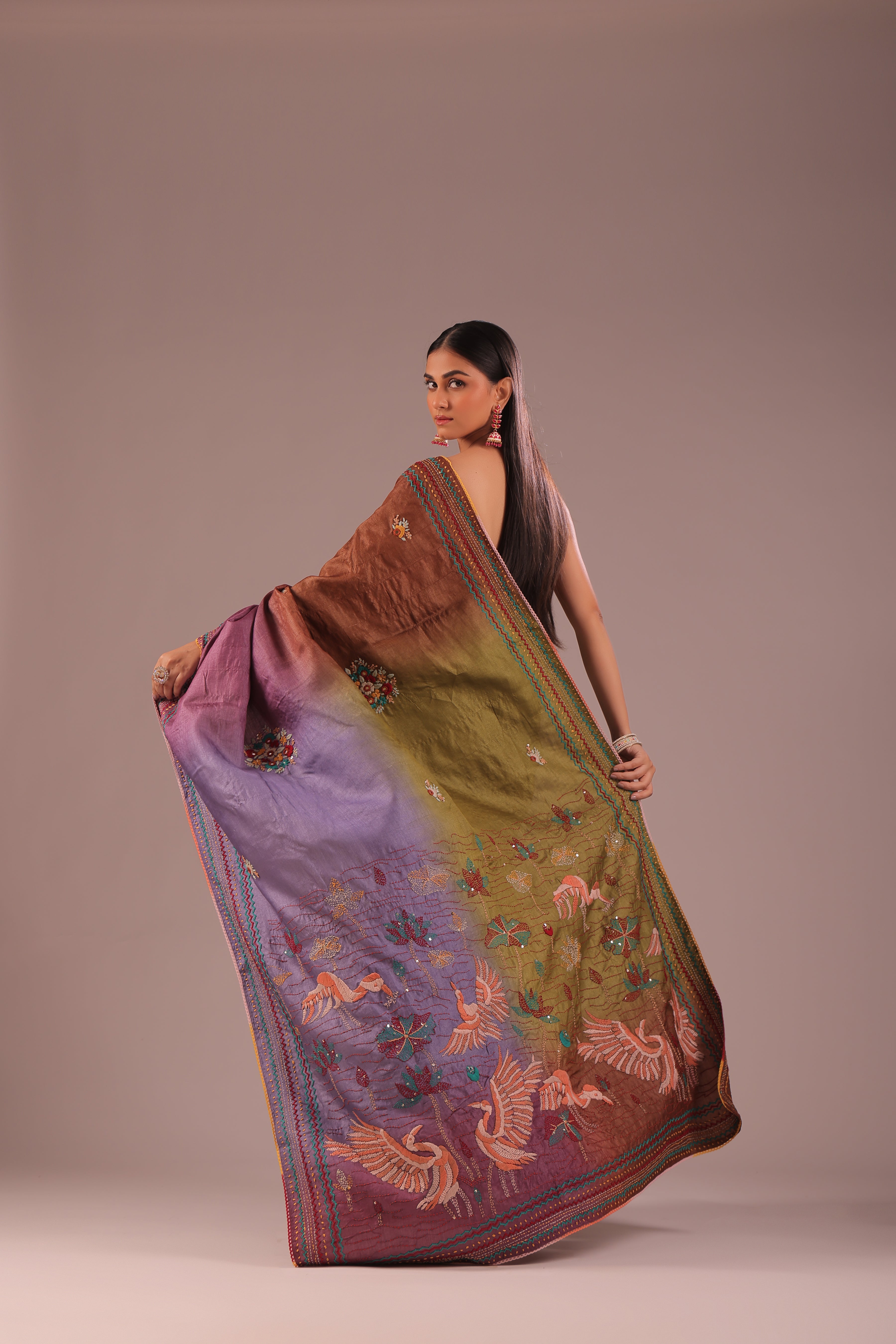 Tussar Shaded Hand Embroidery