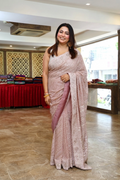 Powder Pink Chikankari Saree with Blouse Piece