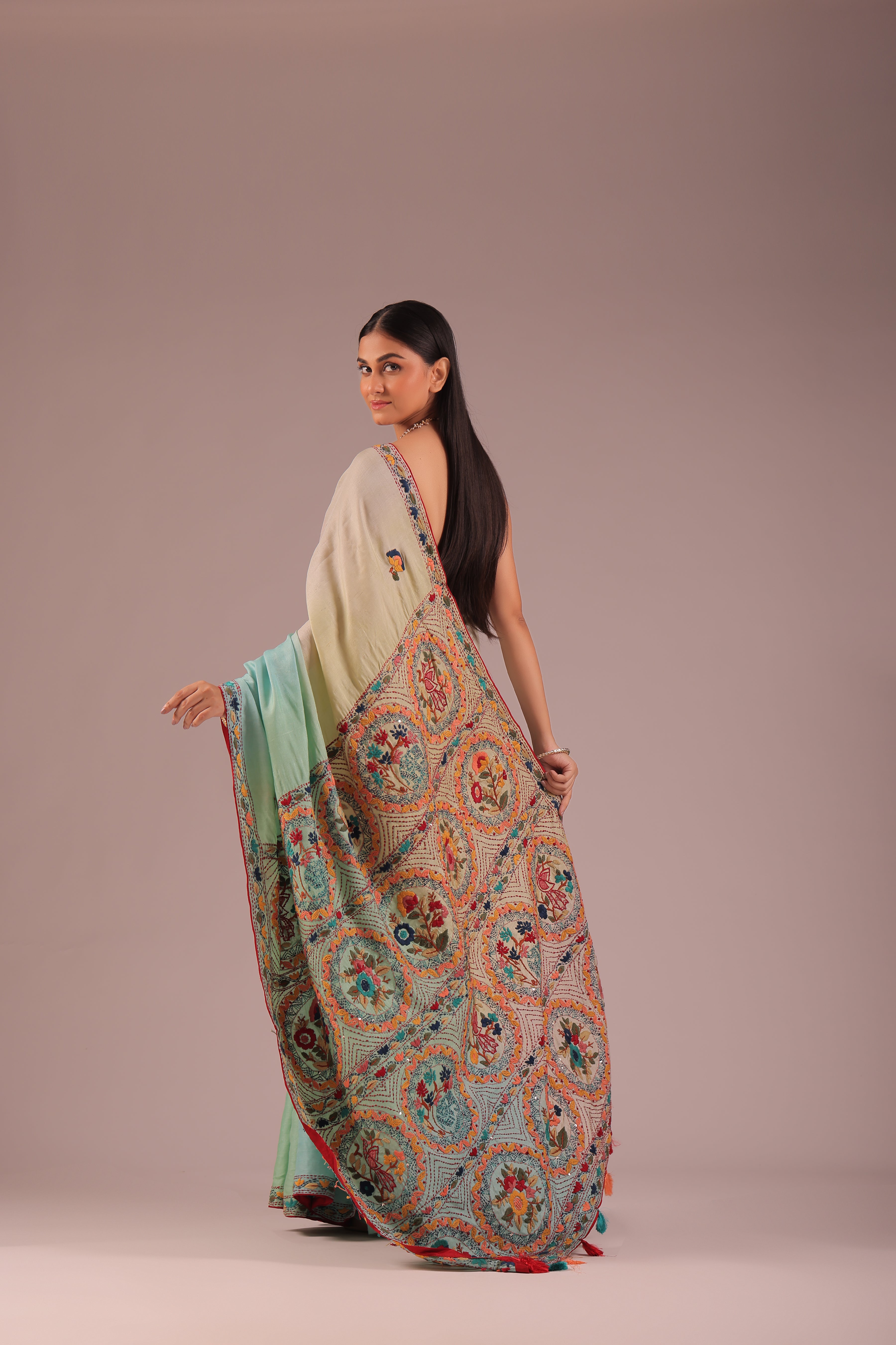 Tussar Shaded Hand Embroidery