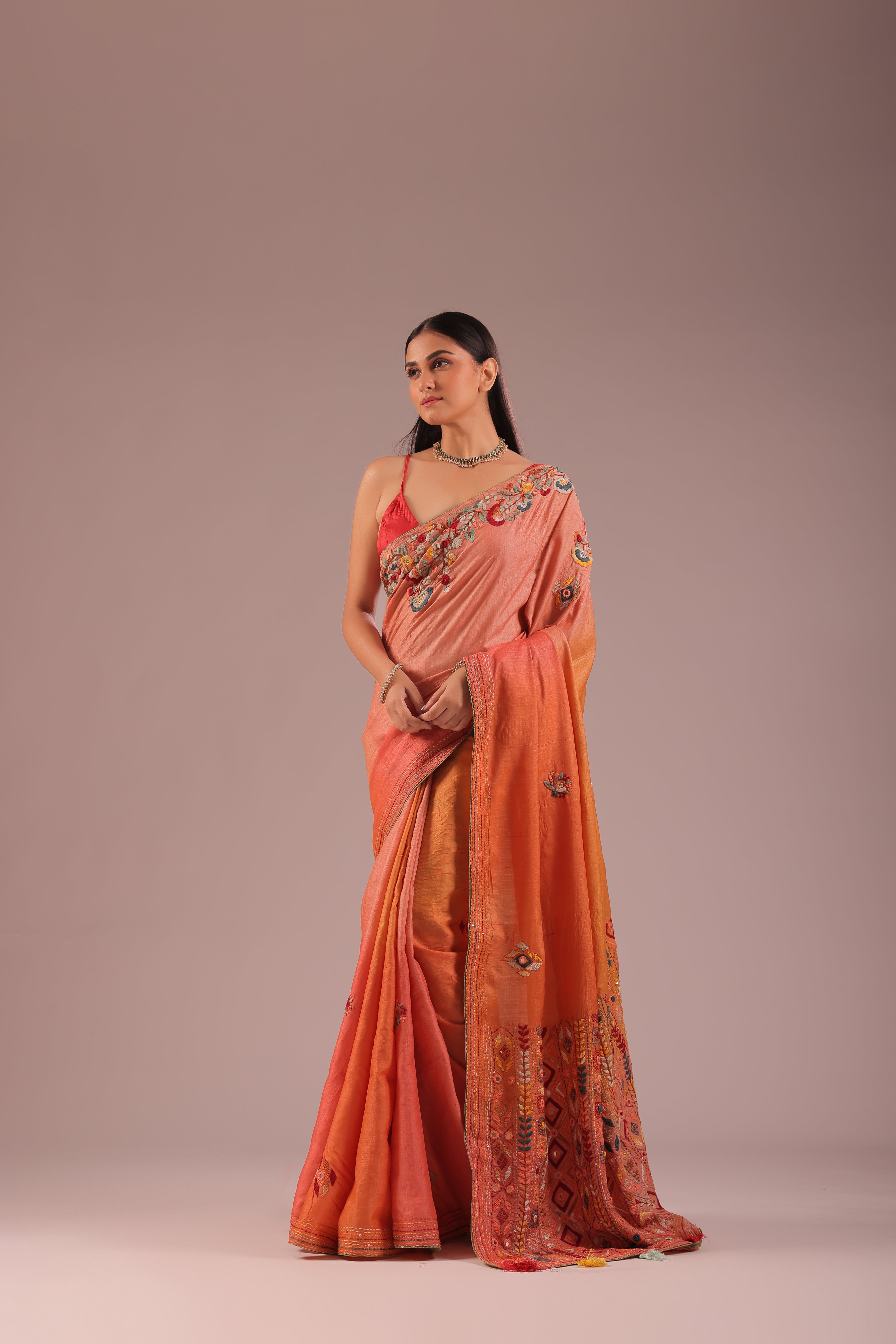 Tussar Shaded Hand Embroidery