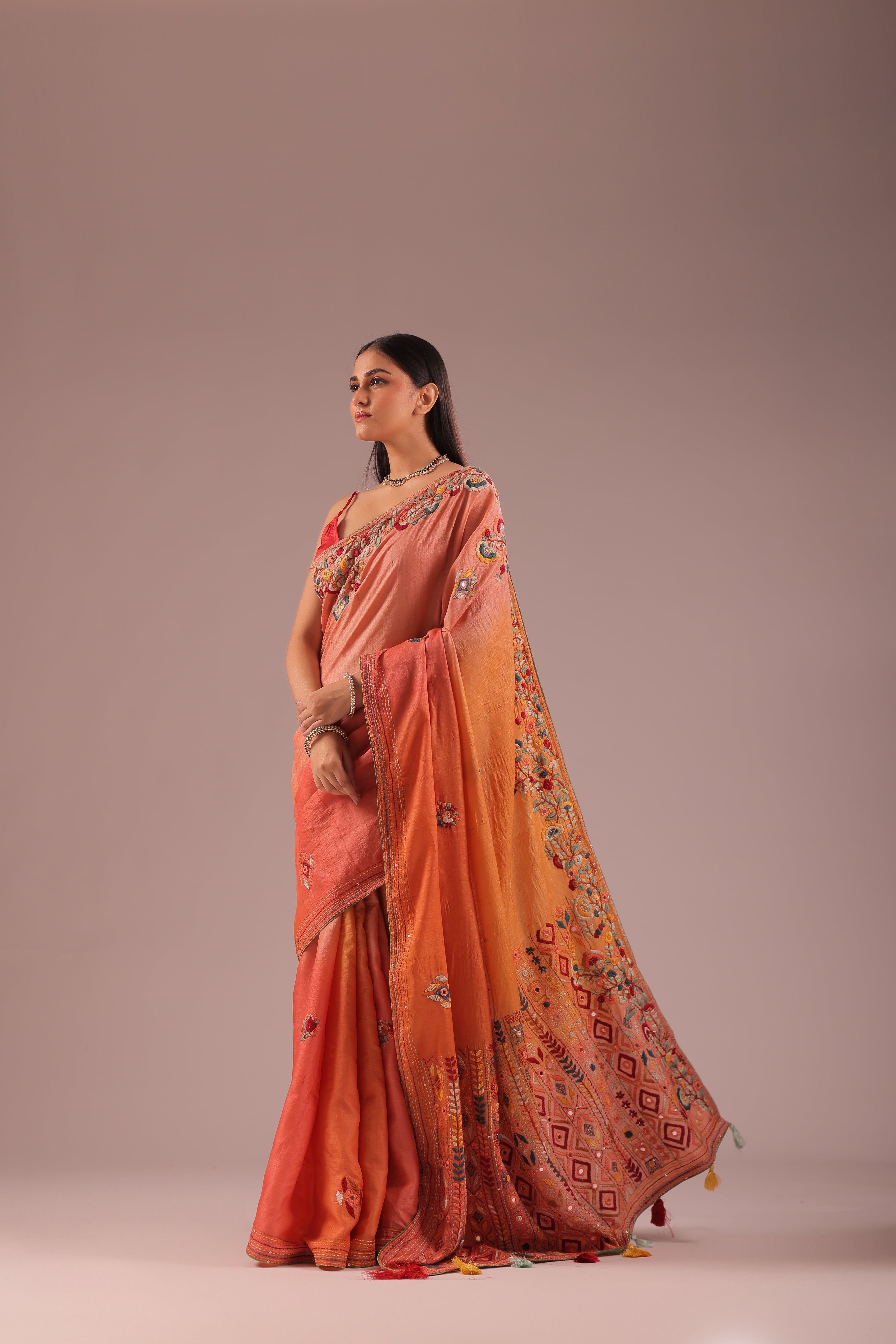 Tussar Shaded Hand Embroidery