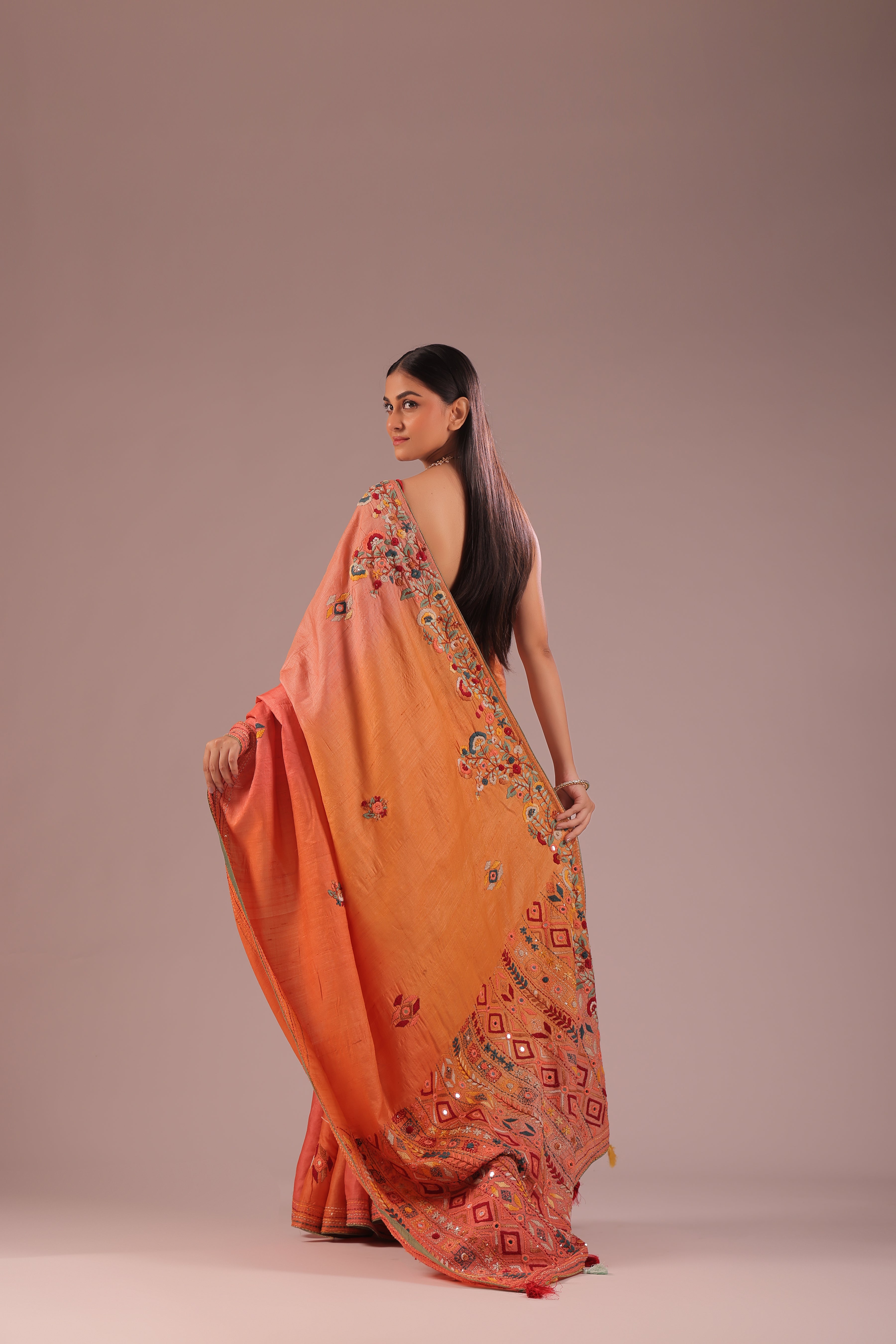 Tussar Shaded Hand Embroidery