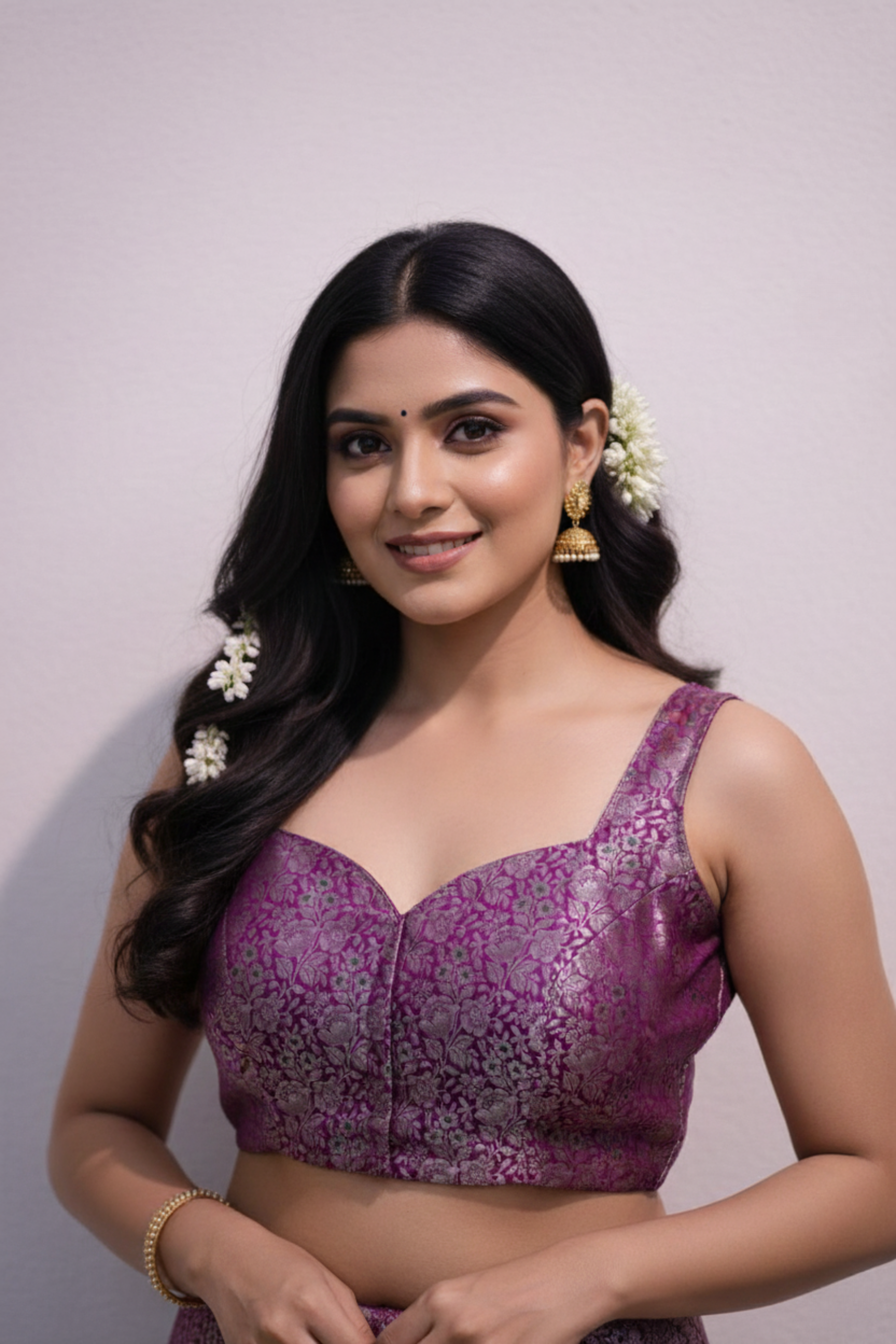 Brocade Katan Sleeveless Blouse