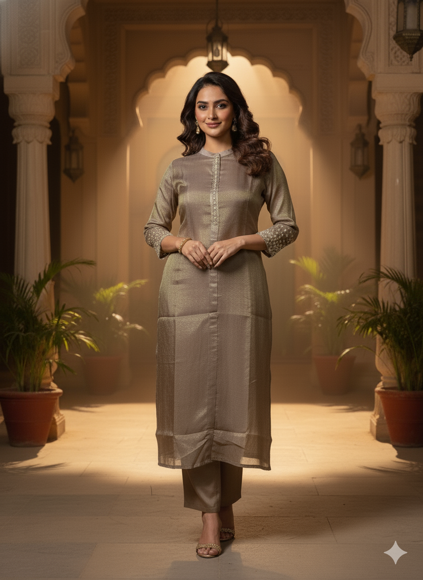 Tissue Zardosi Work 2PC Kurti Set