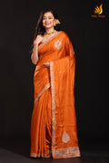Tussar Zardosi Work Orange