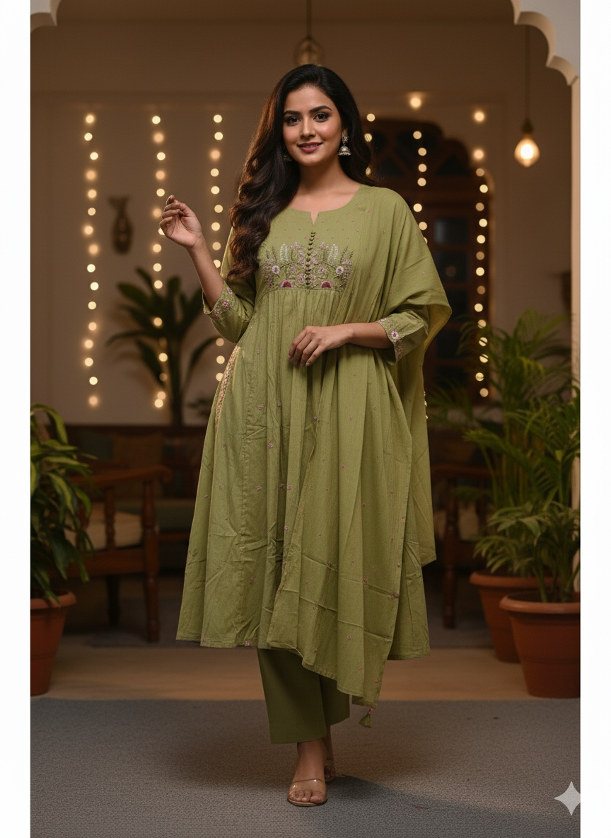 Cotton 3PC Kurti Set