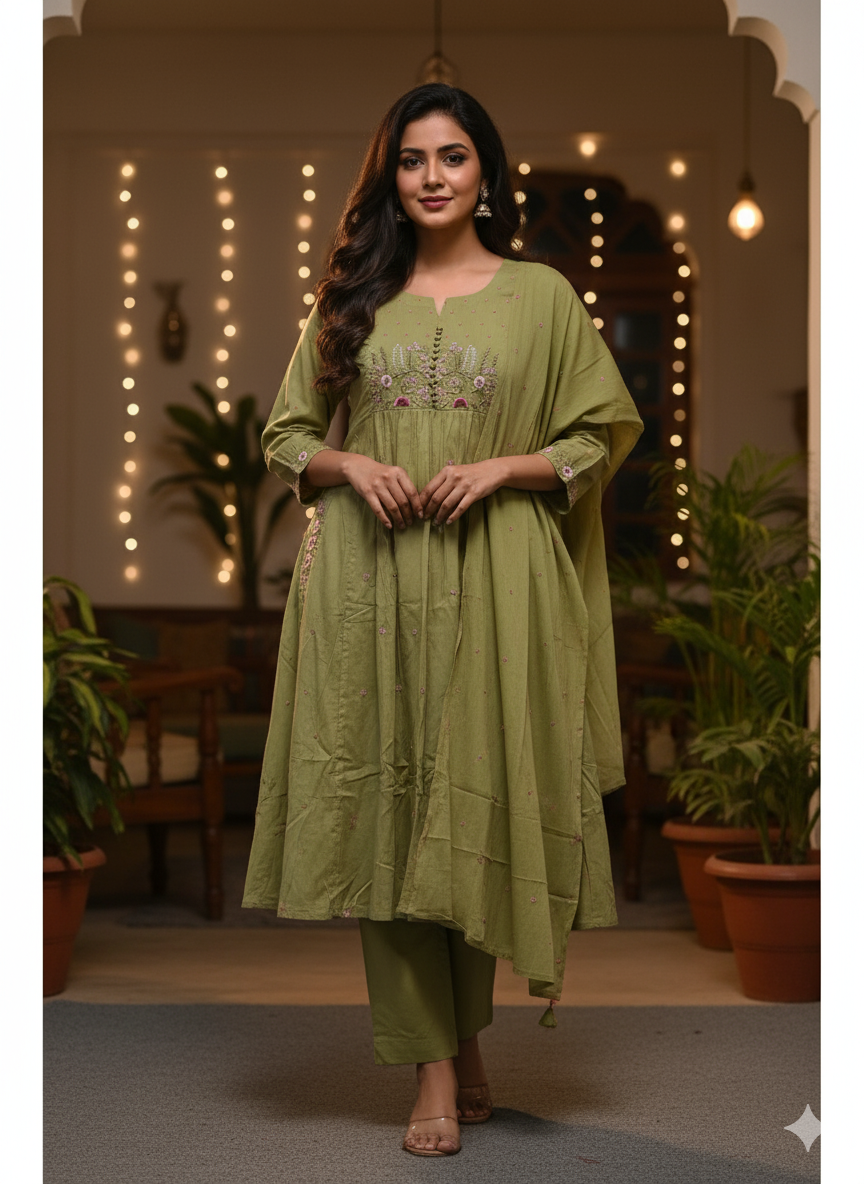 Cotton 3PC Kurti Set