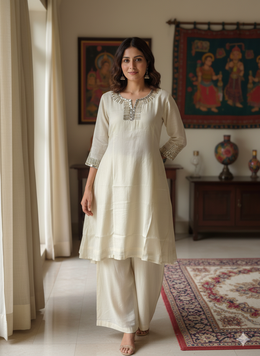 Russian Silk Zardosi Work 2PC Kurti Set