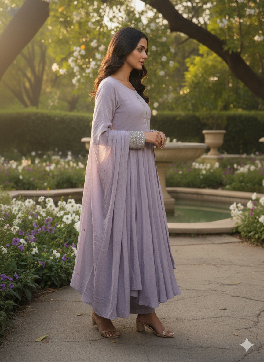 Chiffon Zardosi Work 3PC Kurti Set