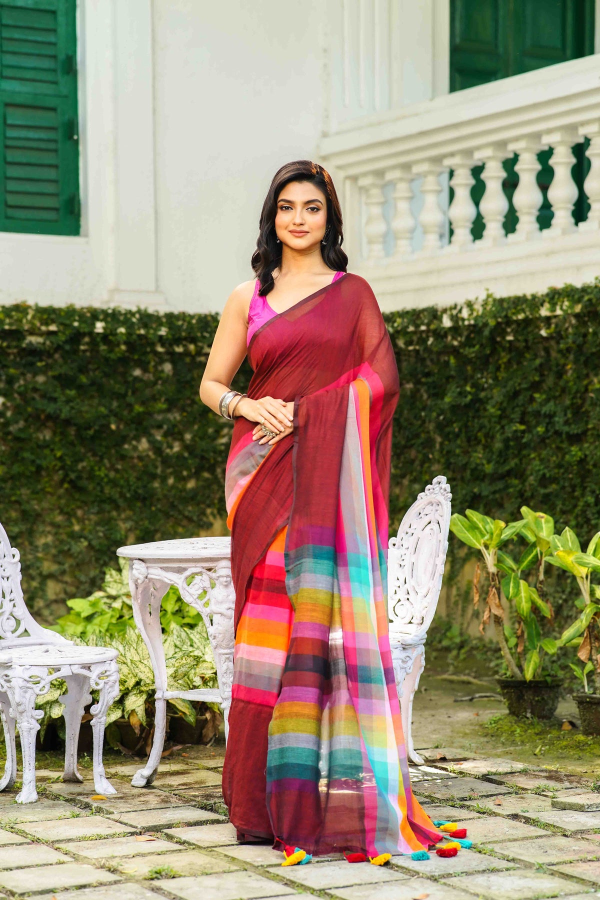 Multicolor Cotton Saree Without  Blouse Piece