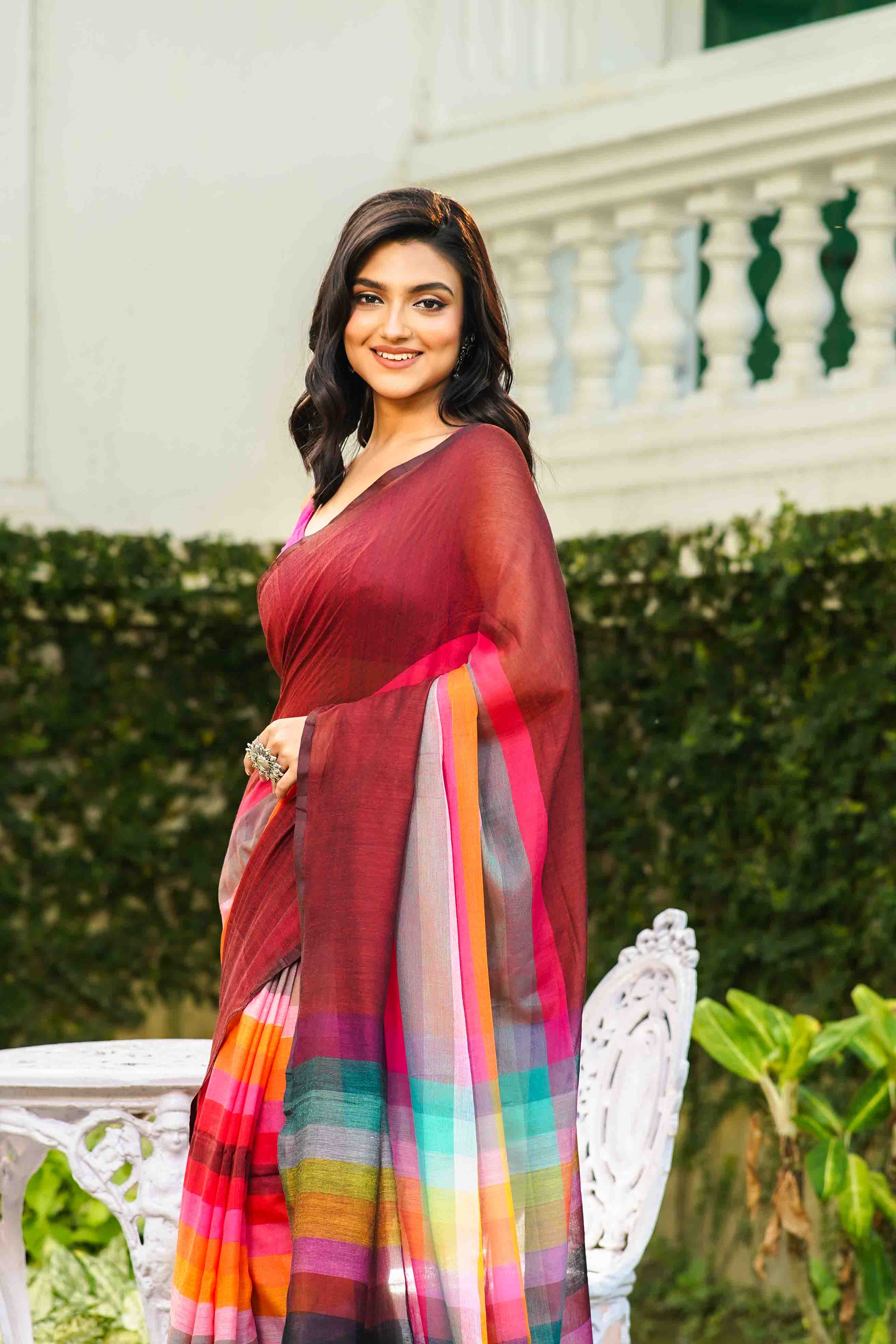 Multicolor Cotton Saree WITHOUT Blouse Piece