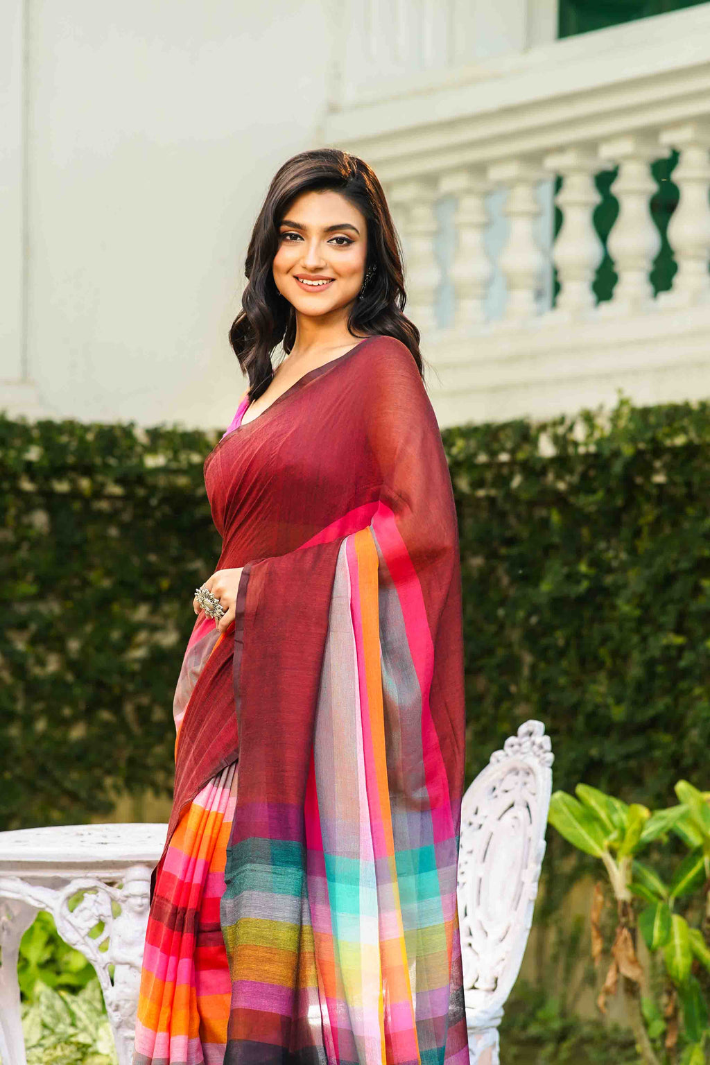 Multicolor Cotton Saree Without  Blouse Piece