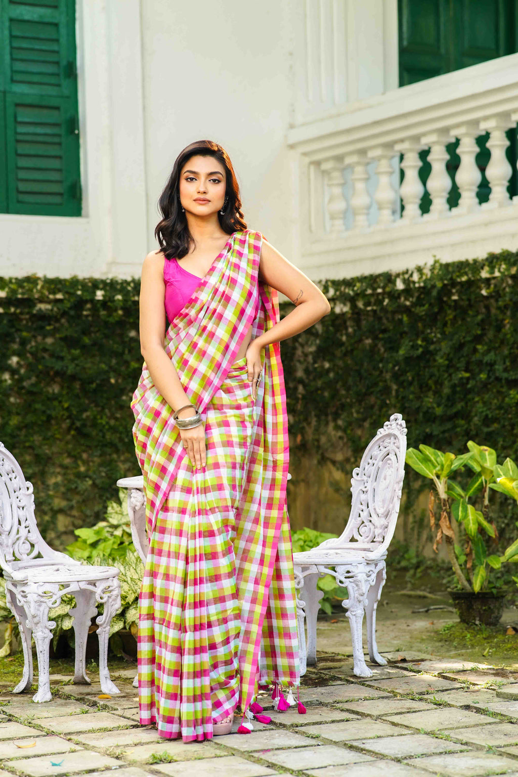 Multicolor Cotton Saree With Blouse Piece