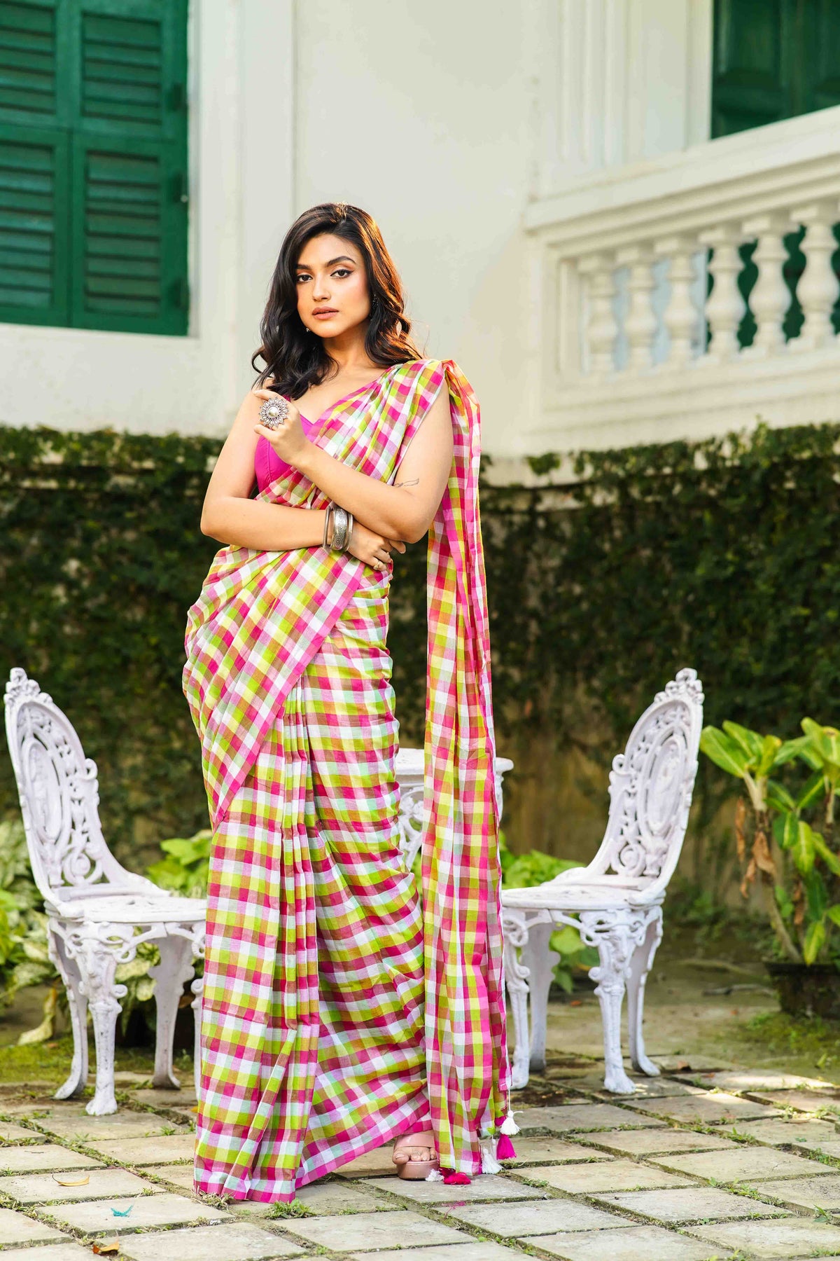 Multicolor Cotton Saree With Blouse Piece