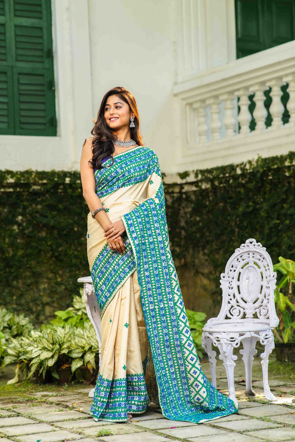 Beige Tussar Saree With Blouse Piece