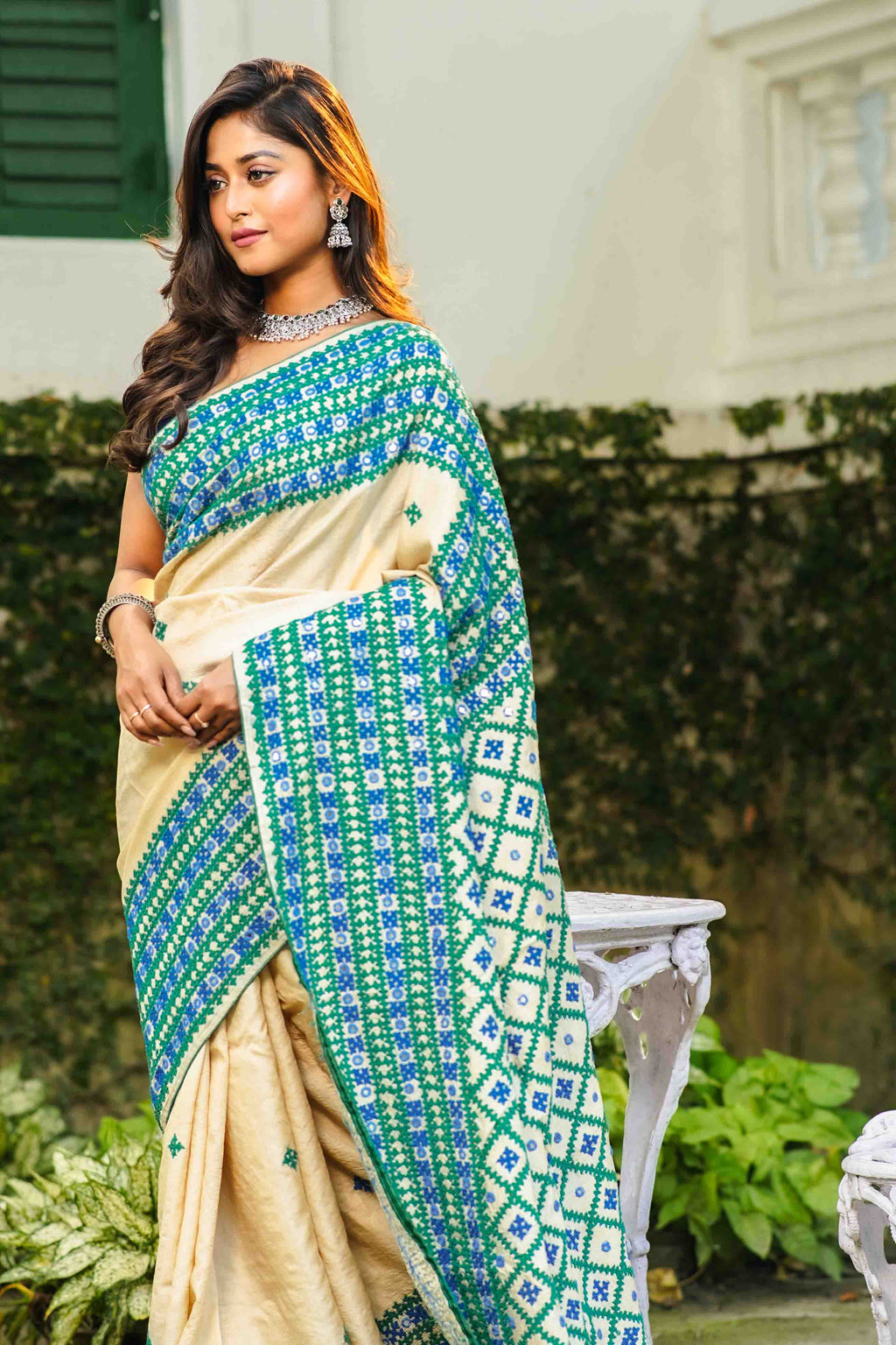 Beige Tussar Saree With Blouse Piece