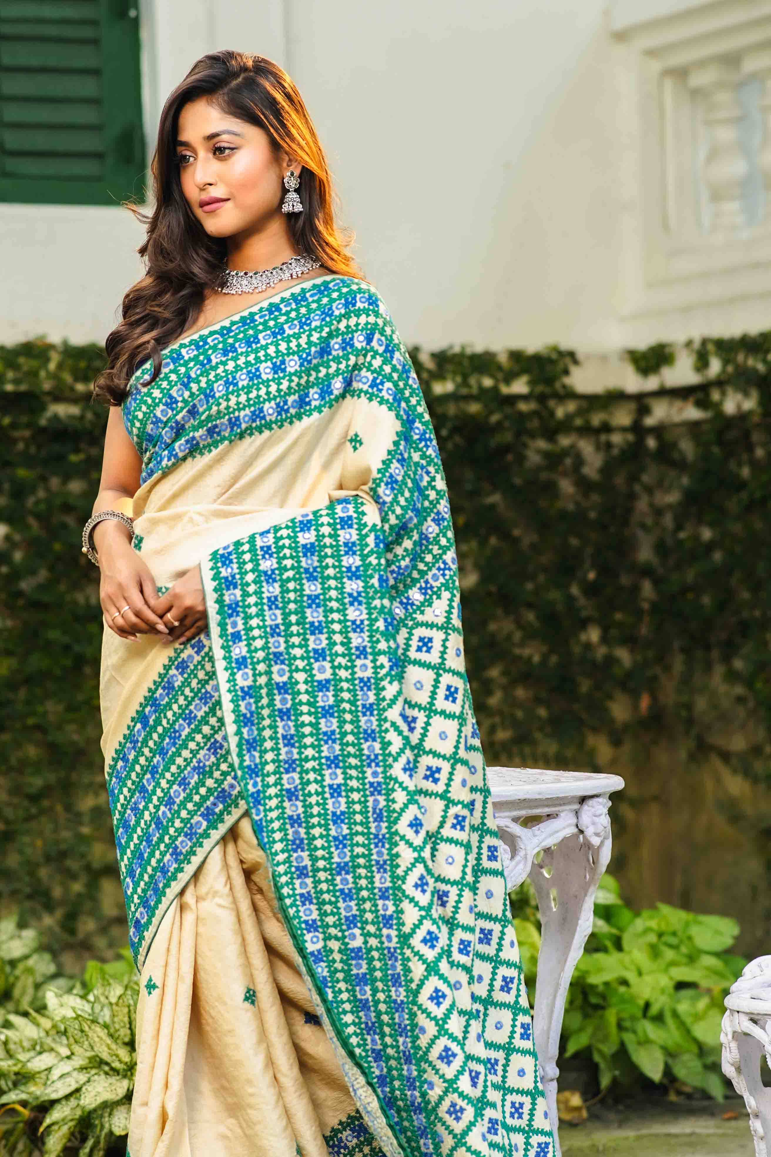 Beige Tussar Saree With Blouse Piece