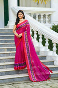Rani Cotton Saree Without Blouse Piece