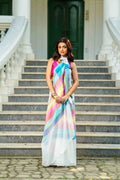 White Multicolor Checks Cotton Saree Without  Blouse Piece